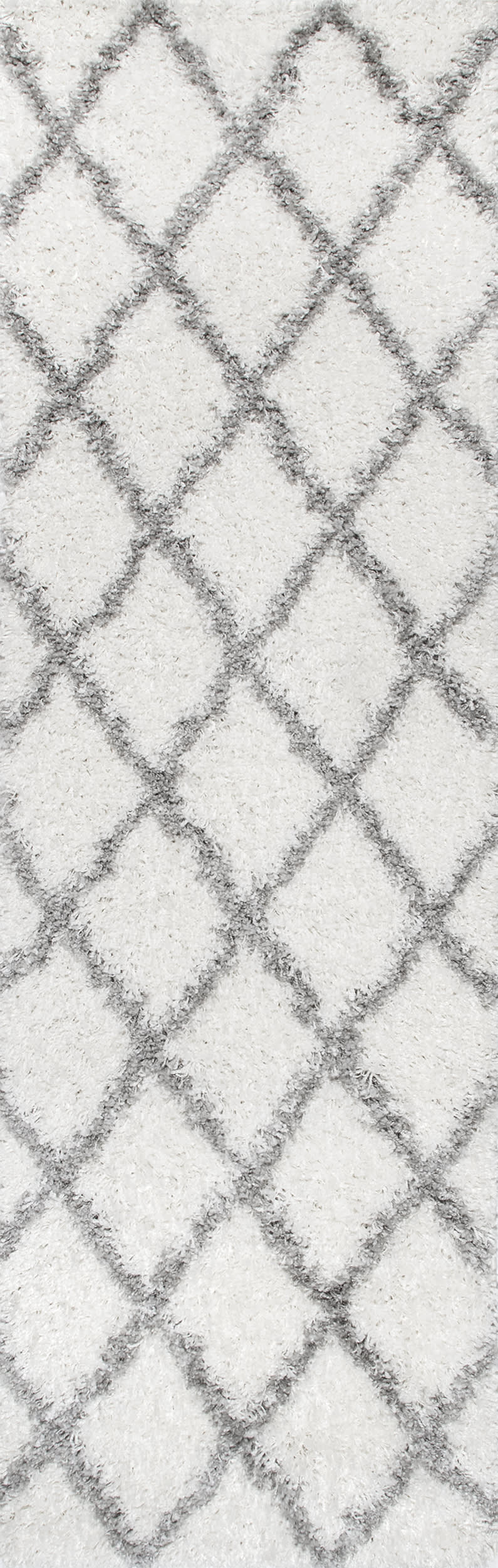 Easy Shag Lattice Rug | White