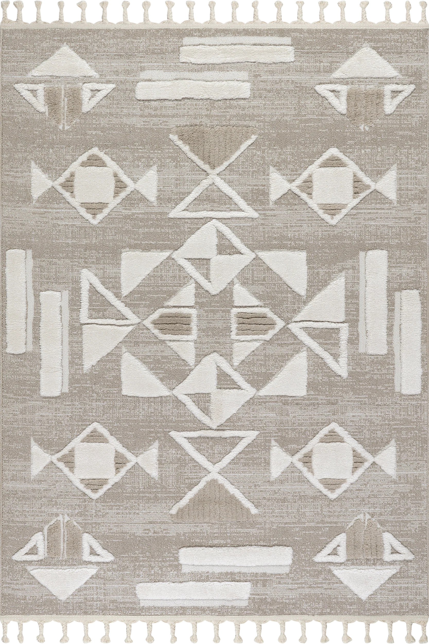 Eden Southwestern Tasseled Rug | Light Beige