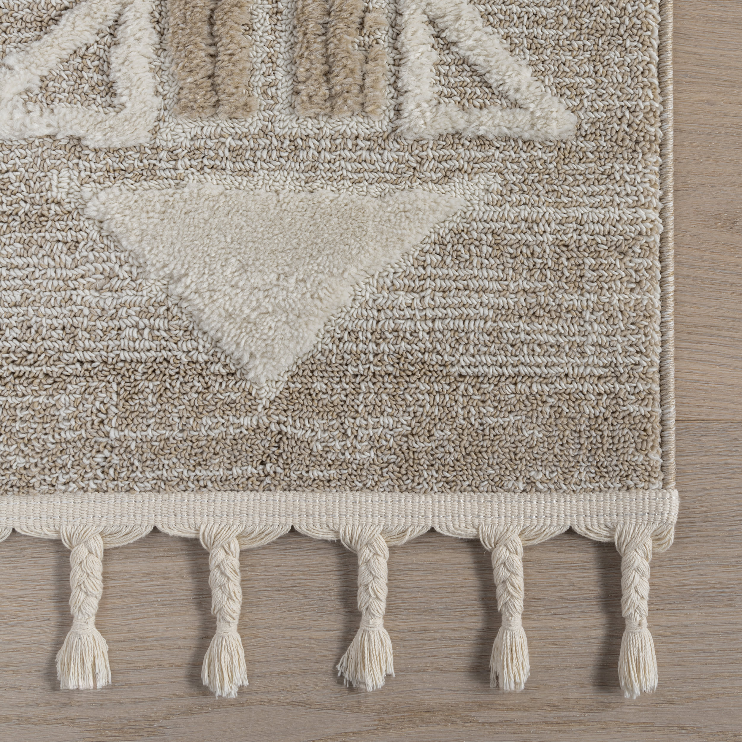 Eden Southwestern Tasseled Rug | Light Beige - Image 4