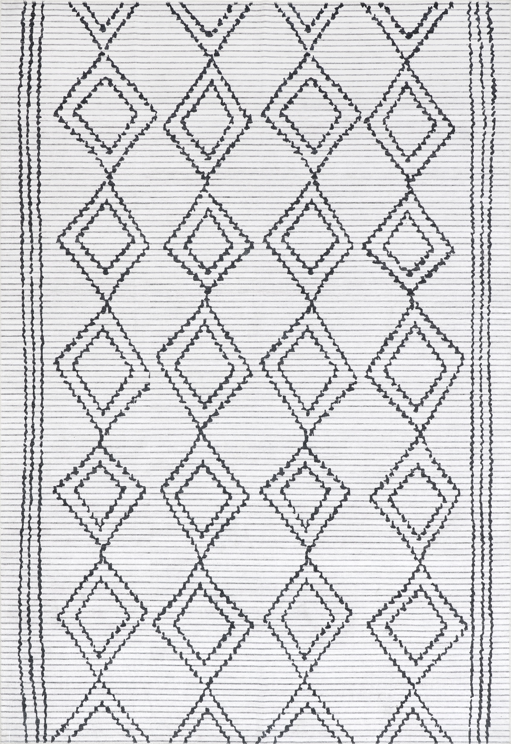 Edith Washable Diamond Rug | Off White