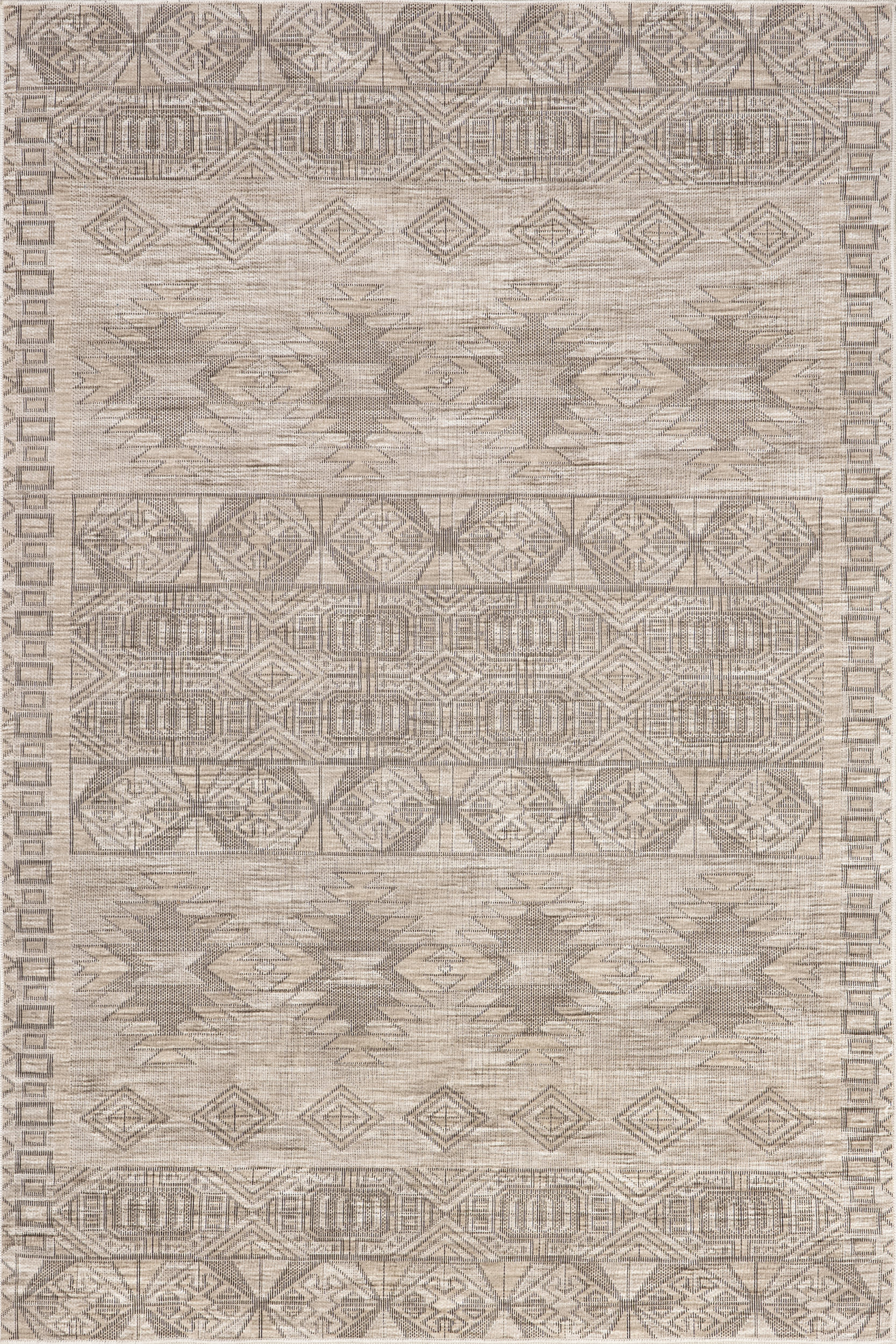 Elin Geometric Washable Rug | Beige