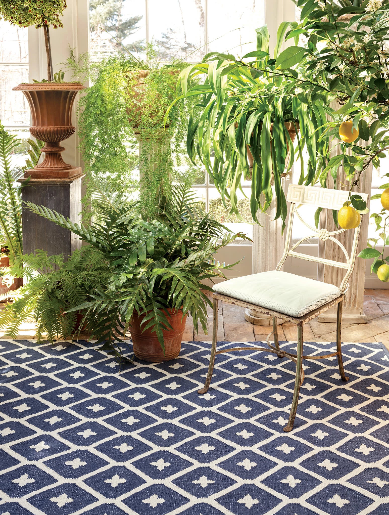 Elizabeth Handwoven Indoor/Outdoor Rug by Bunny Williams | Navy - Image 2