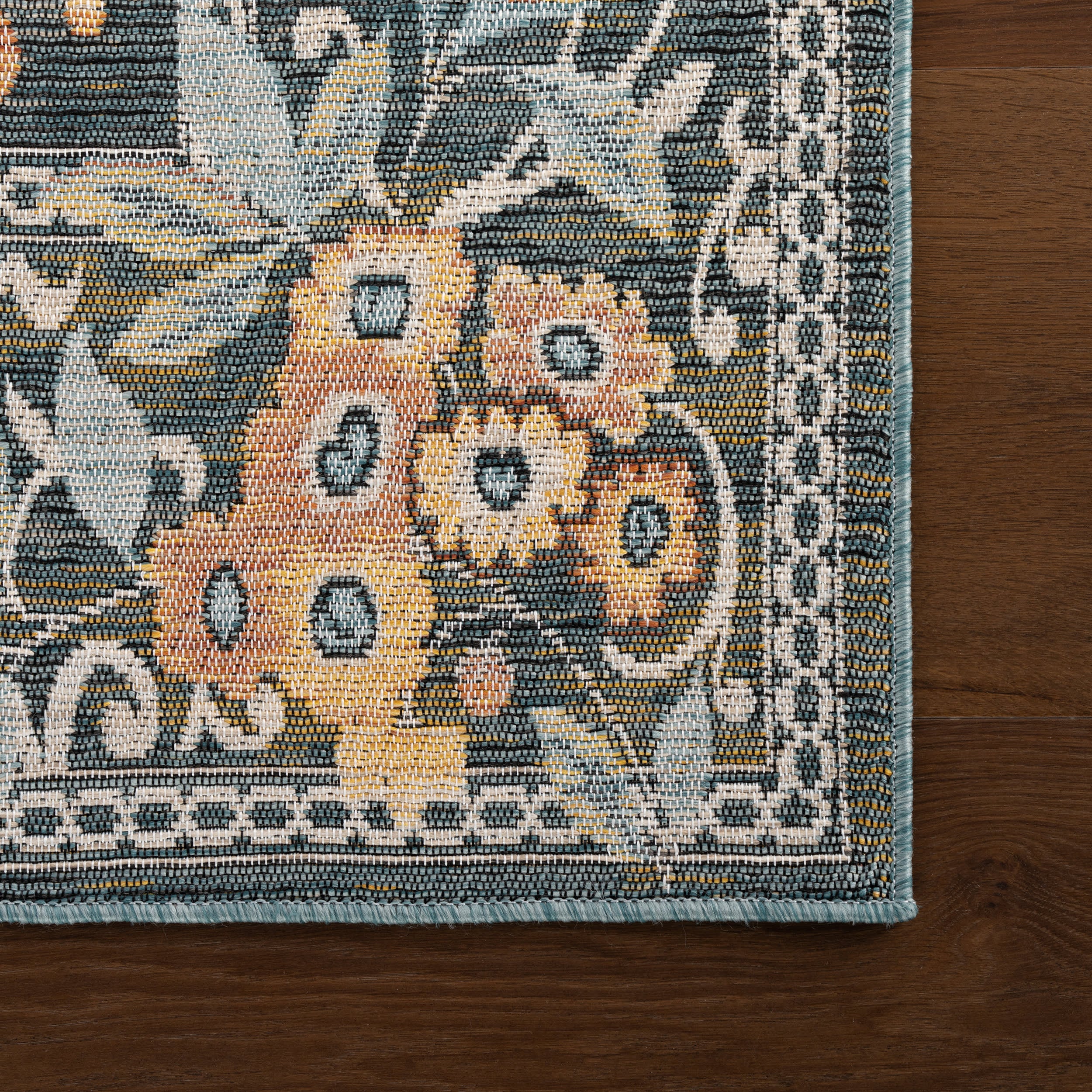 Elizaya Transitional Floral Indoor/Outdoor Rug | Blue - Image 4