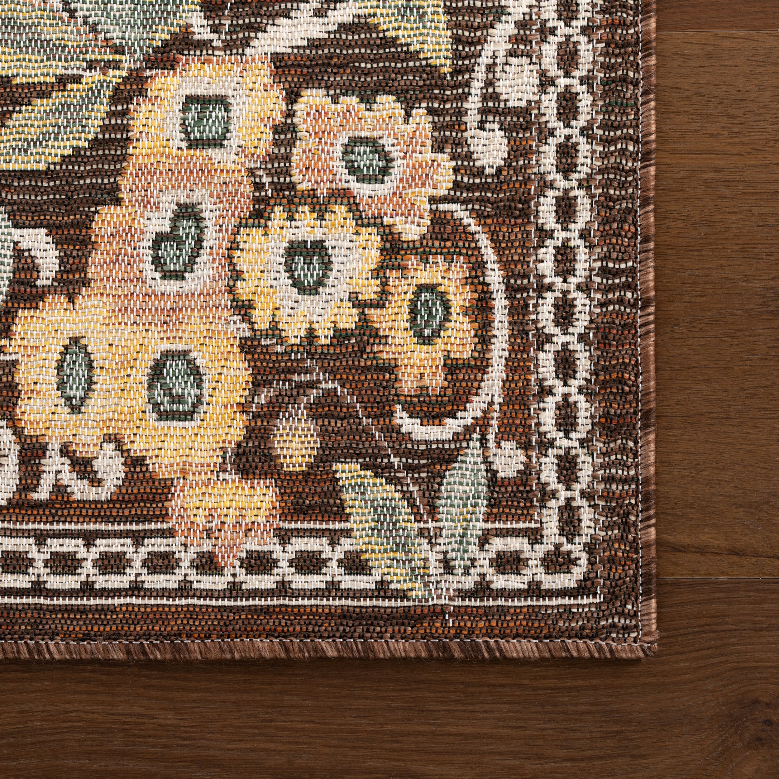Elizaya Transitional Floral Indoor/Outdoor Rug | Brown - Image 4