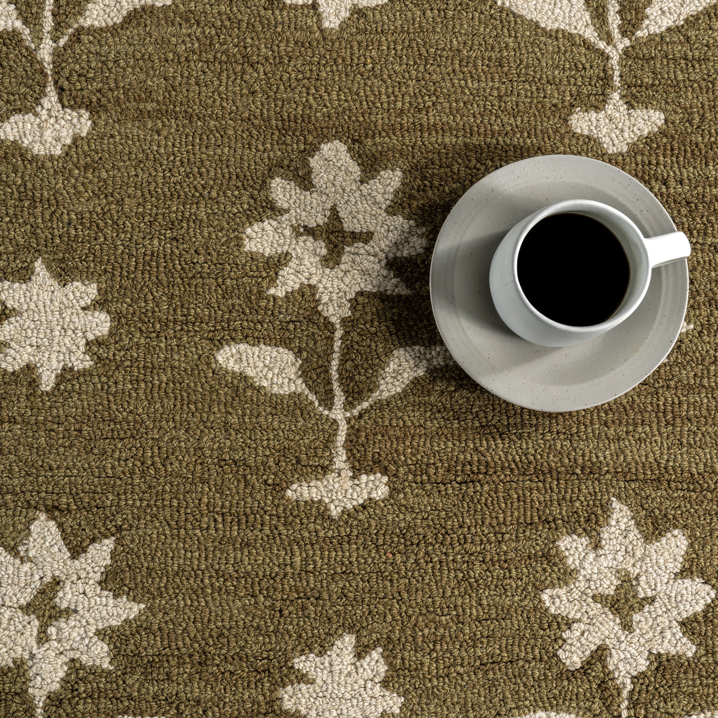 Ella Wool Rug | Olive Green - Image 9