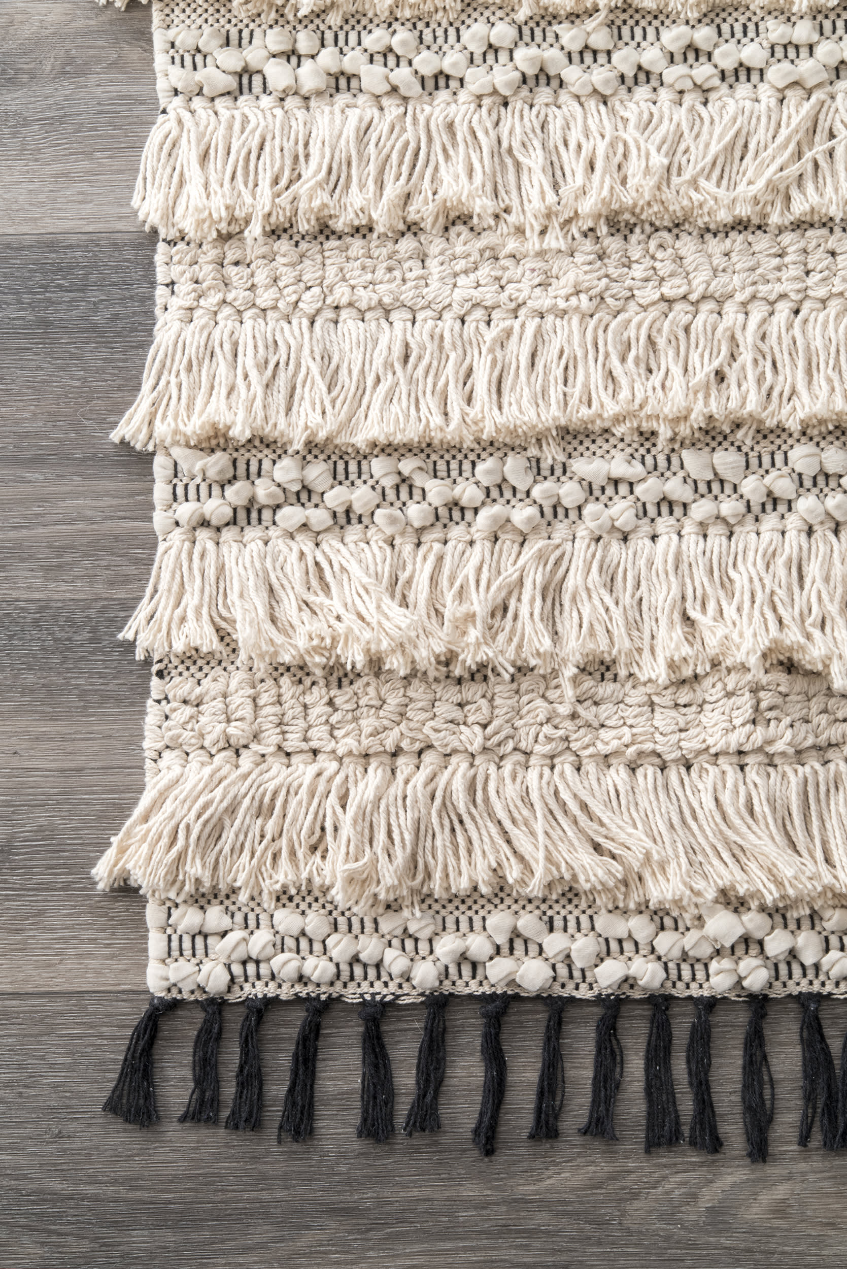 Ellena Handmade Tassel Rug | Beige - Image 3