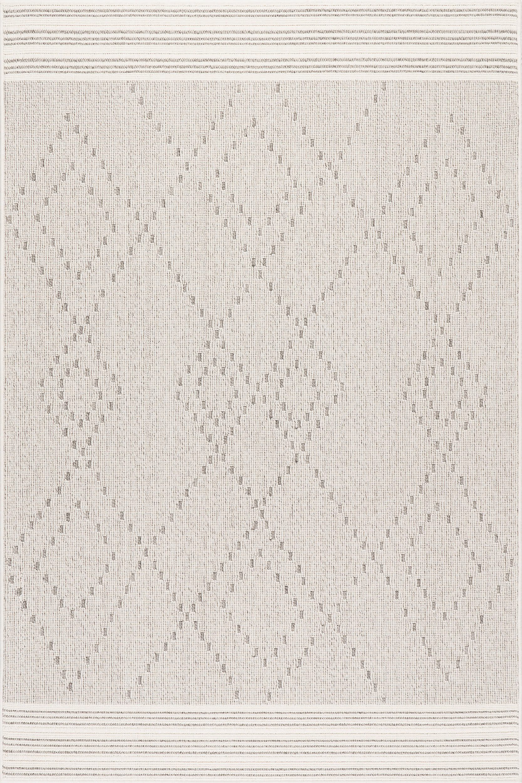 Ellianna Striped Trellis Indoor/Outdoor Rug | Light Grey