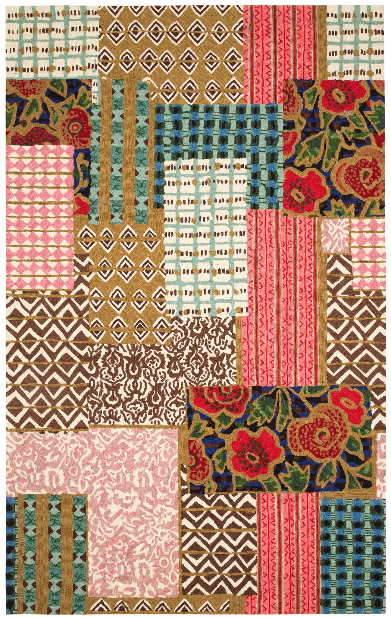 Elm Patchwork Hand Micro Hooked Wool Rug | Multi