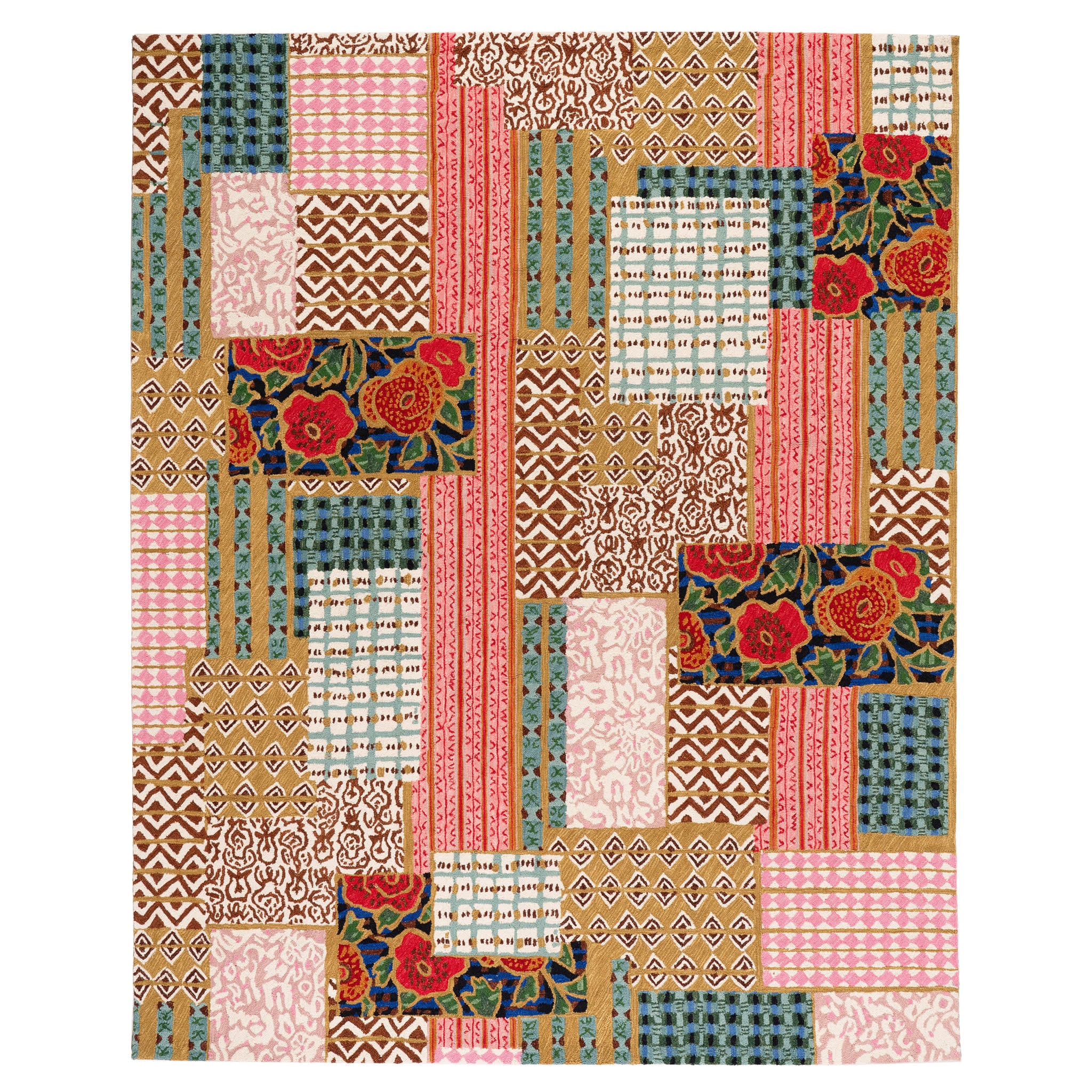 Elm Patchwork Hand Micro Hooked Wool Rug | Multi - Image 2