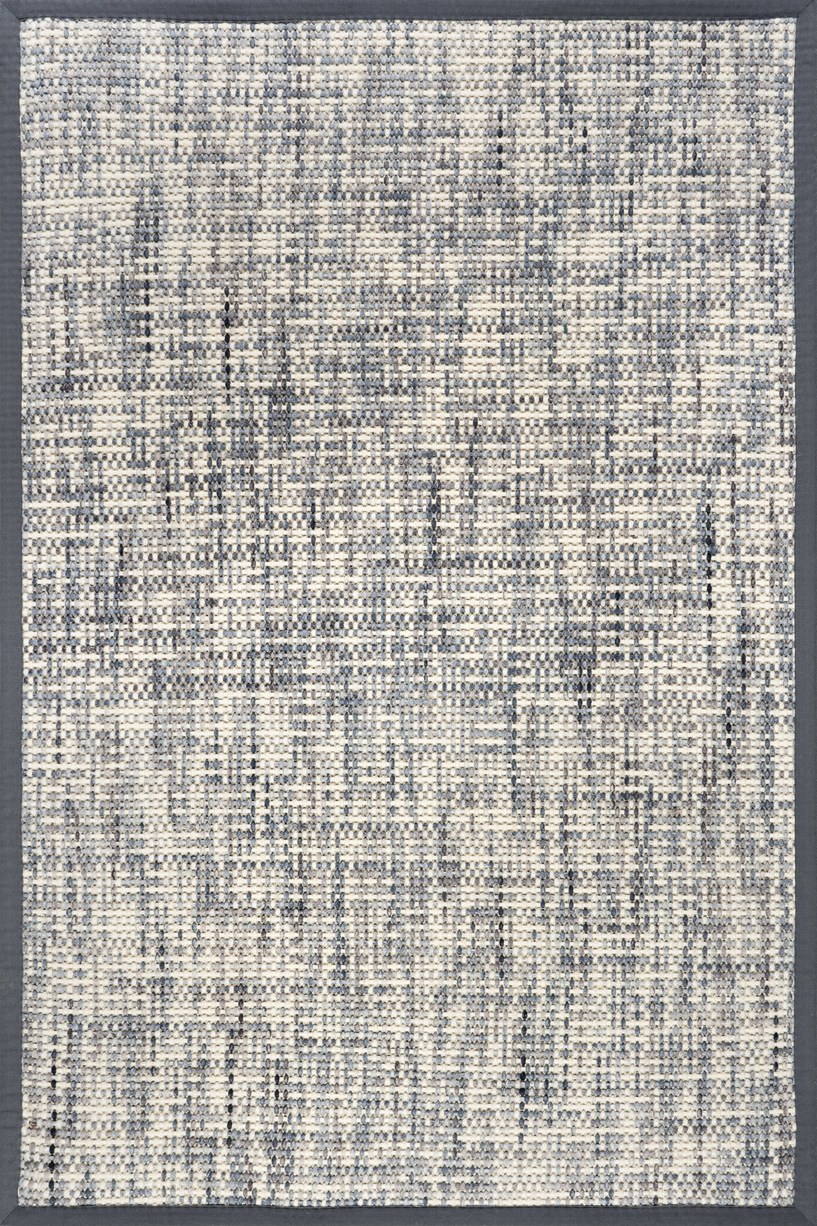 Elnora Bordered Crosshatch Wool-Blend Rug | Charcoal