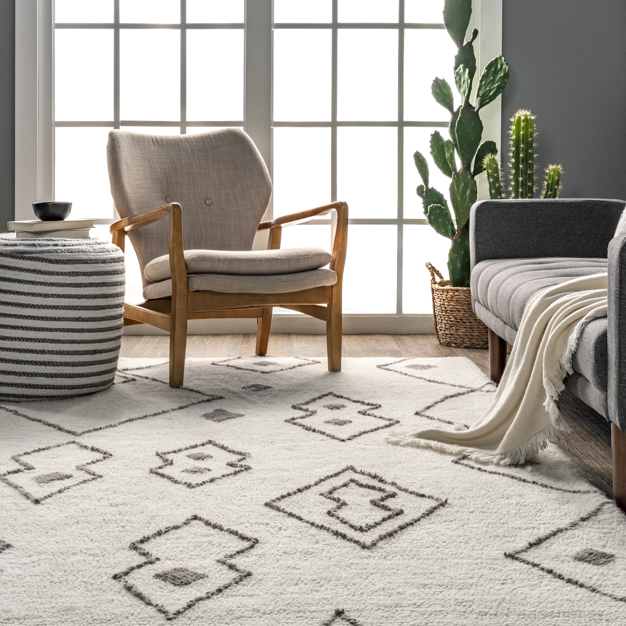 Eloise Wool Moroccan Washable Rug | Ivory - Image 4