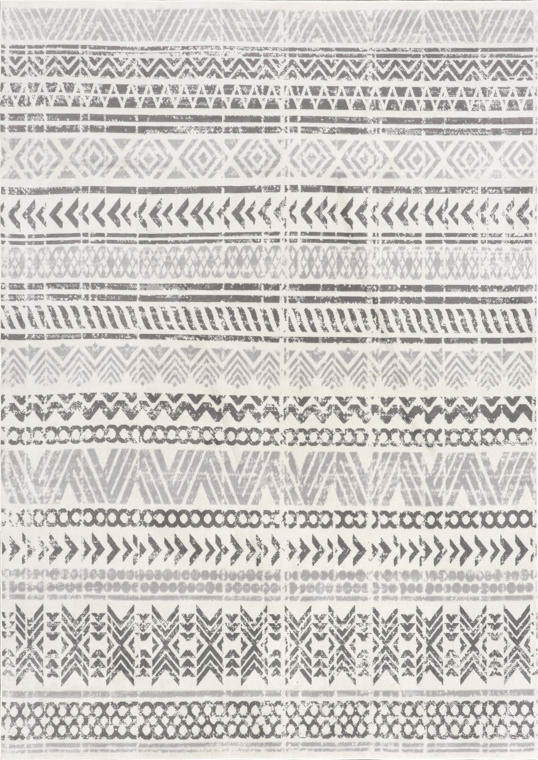 Emma Banded Geometric Rug | Light Grey