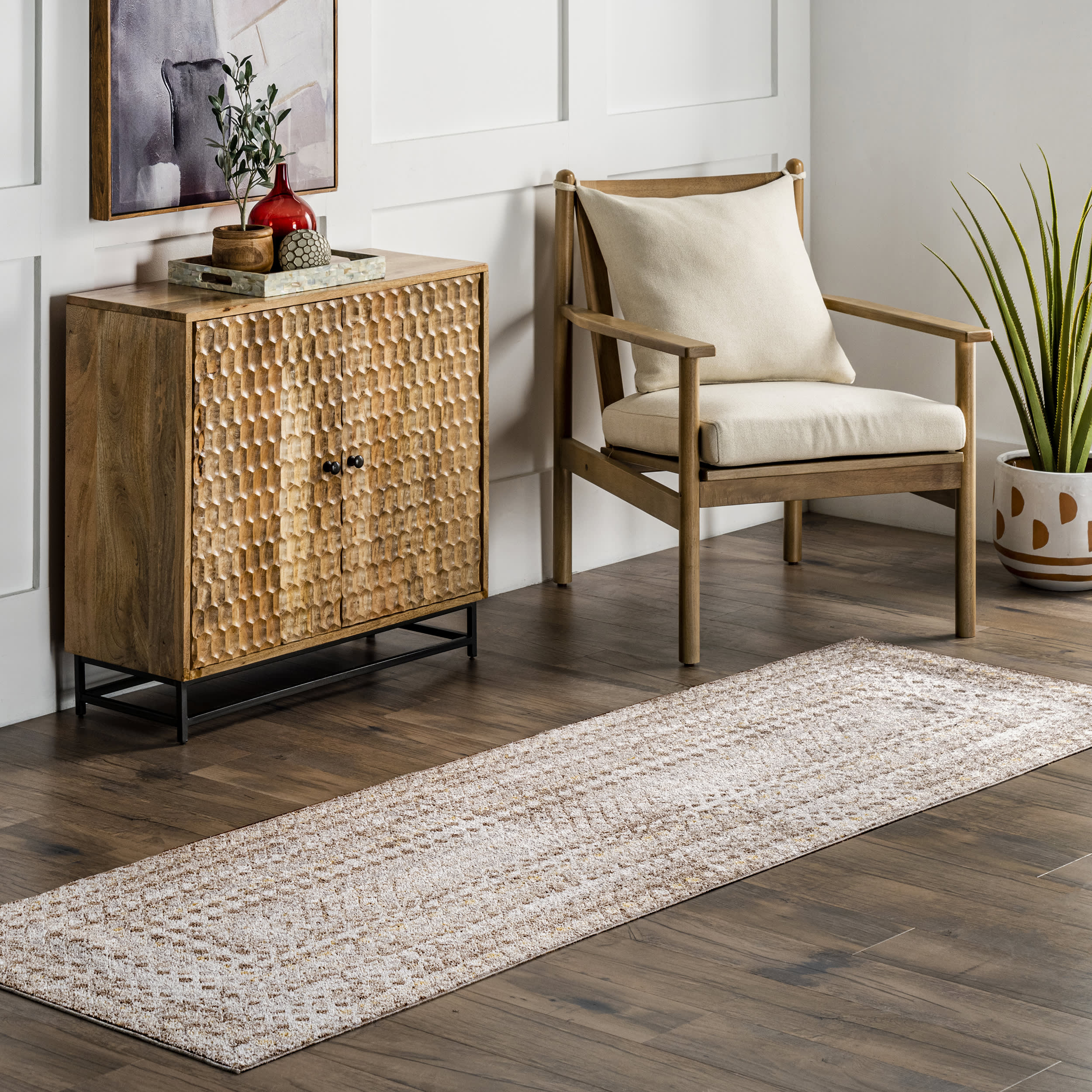Emmy Washable Geometric Rug | Beige - Image 2