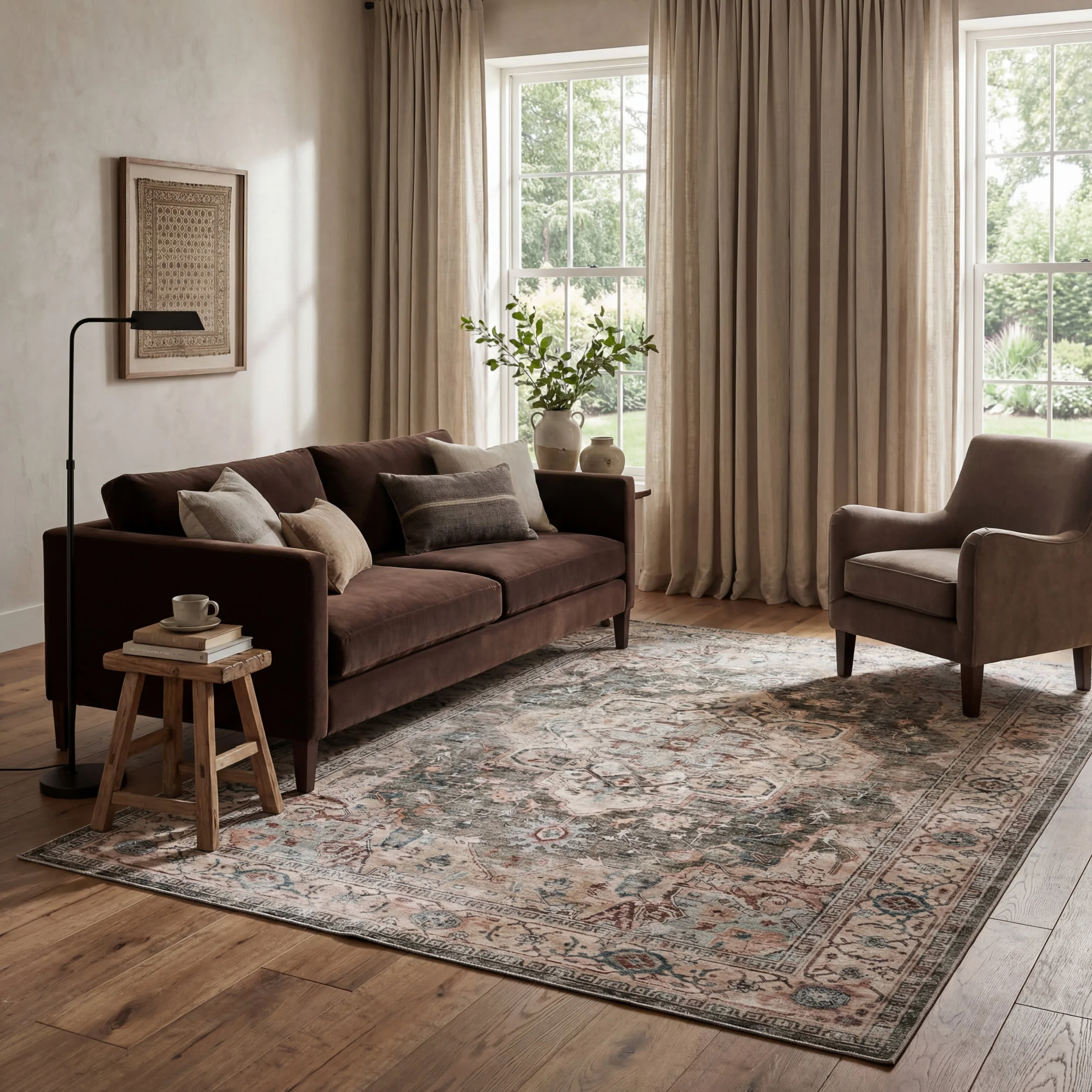 Erica Oriental and Persian Washable Rug | Brown - Image 2