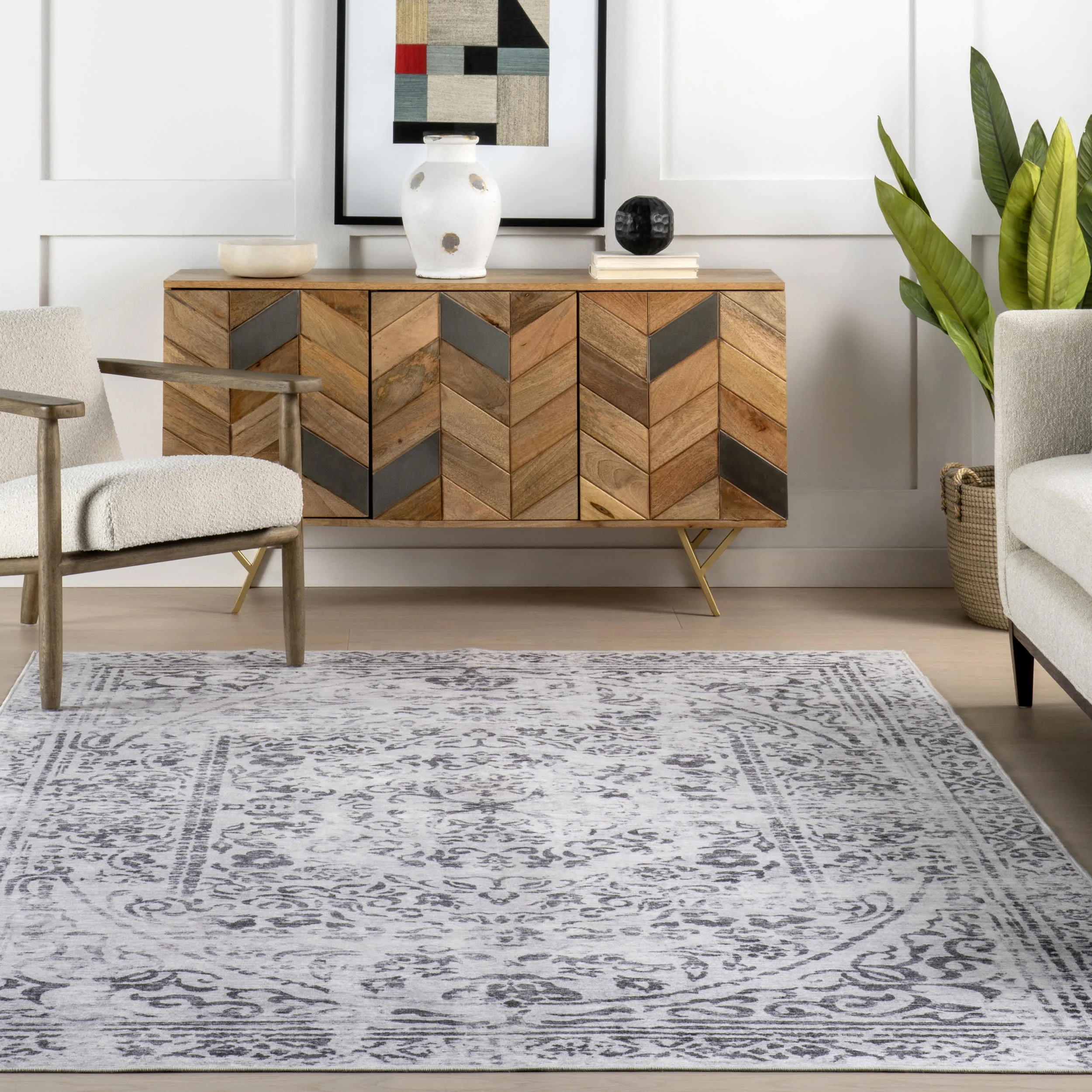 Esmeralda Spill Proof Washable Transitional Rug | Ivory - Image 5