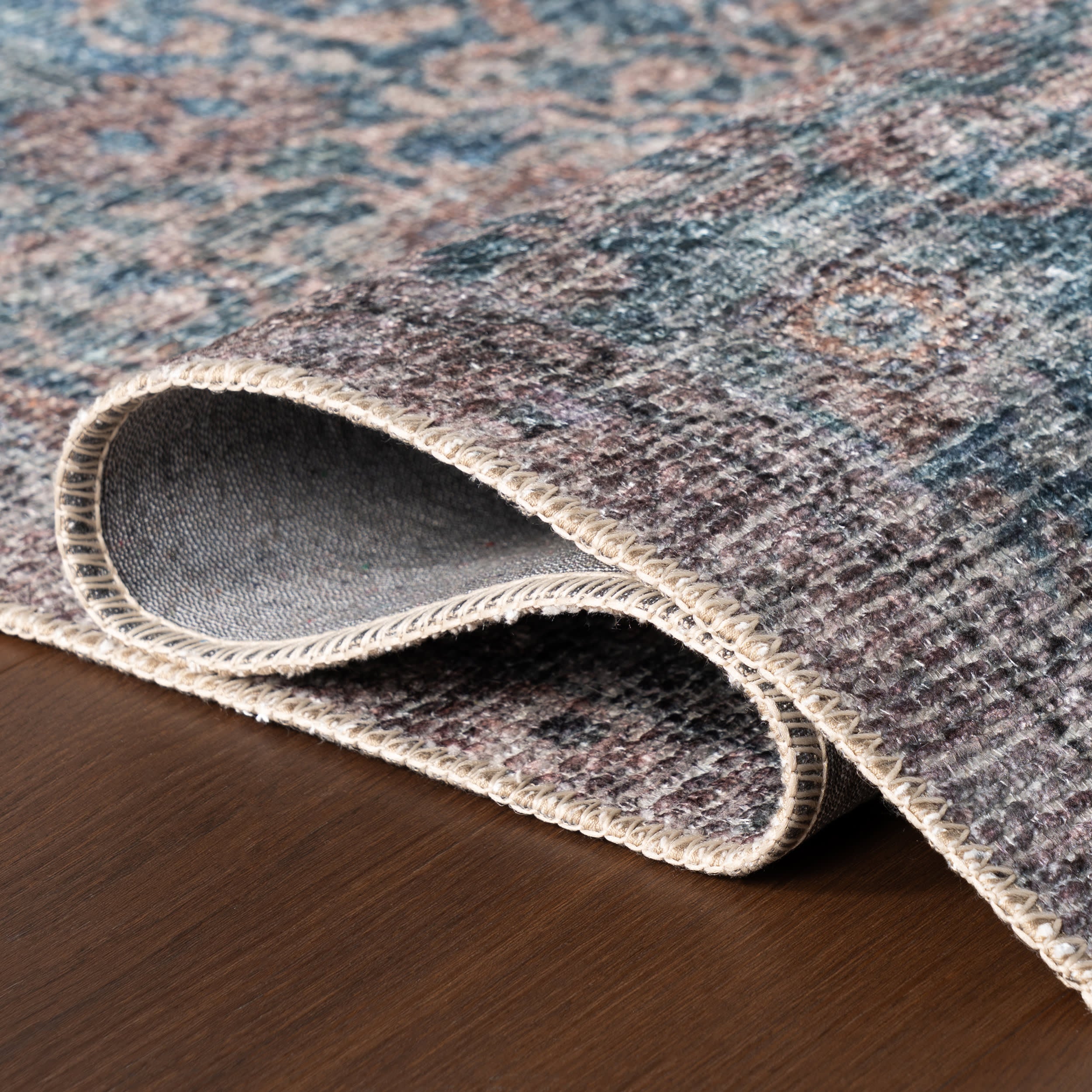 Ethellie Vintage & Distressed Washable Rug | Blue - Image 11