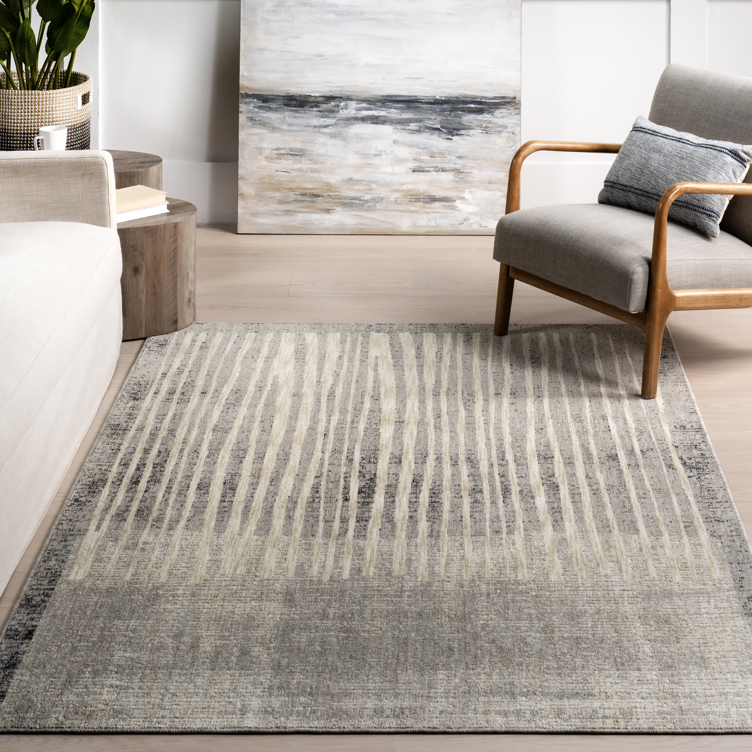 Etta Abstract Stripes Rug | Grey - Image 5