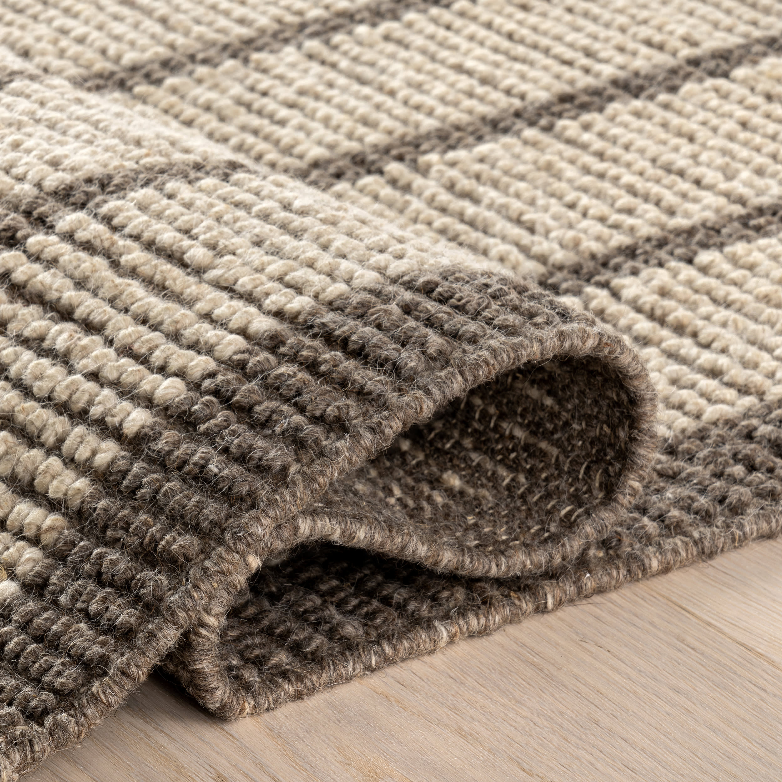 Eva Block Stripe Wool Blend Rug | Brown - Image 10