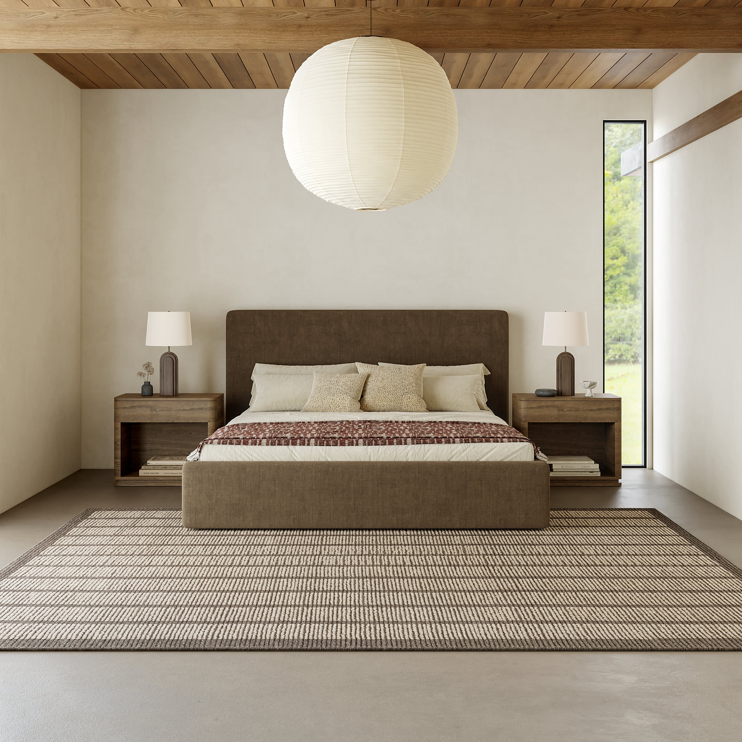 Eva Block Stripe Wool Blend Rug | Brown - Image 6