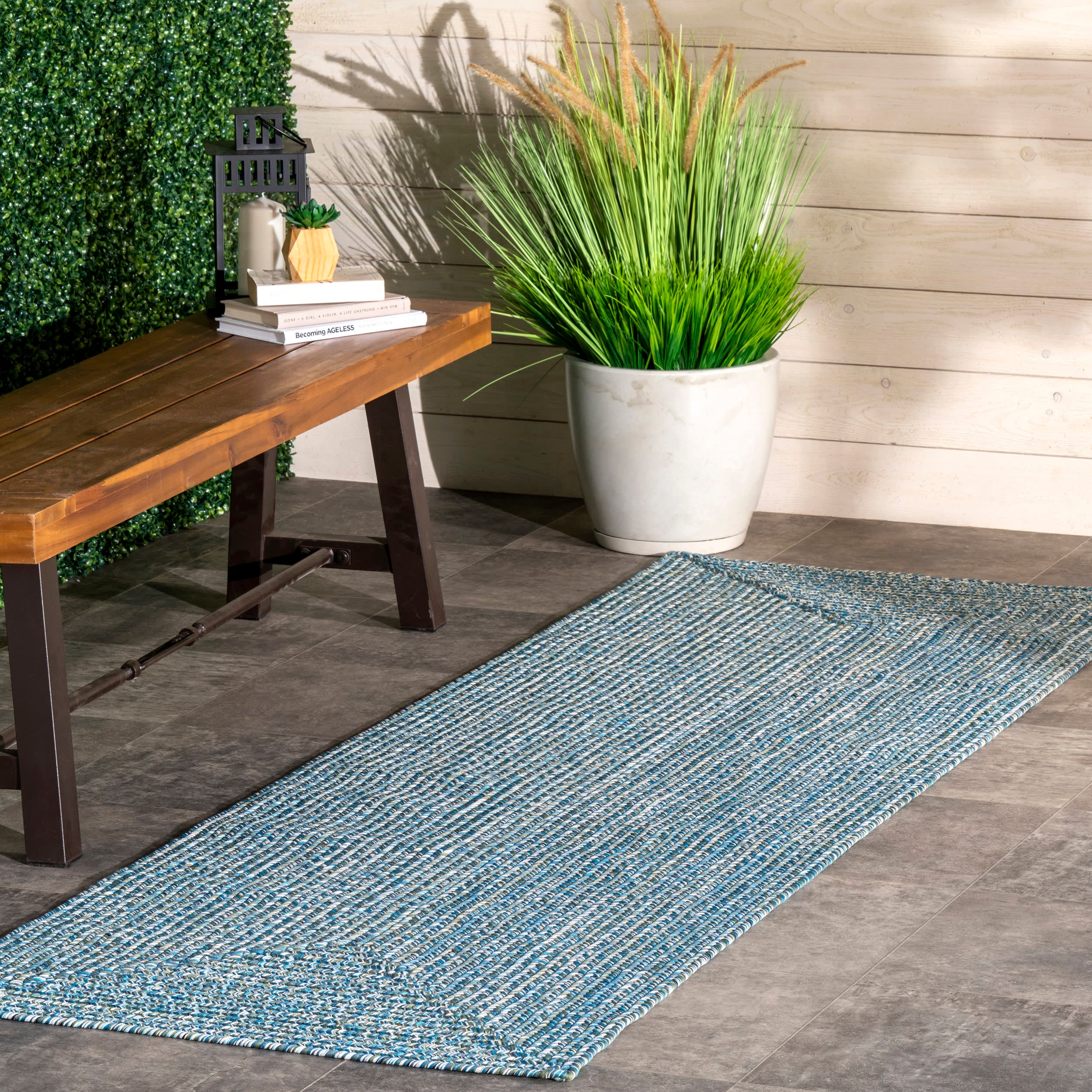 Everywhere Hand-Braided Indoor/Outdoor Rug | Aqua - Image 2