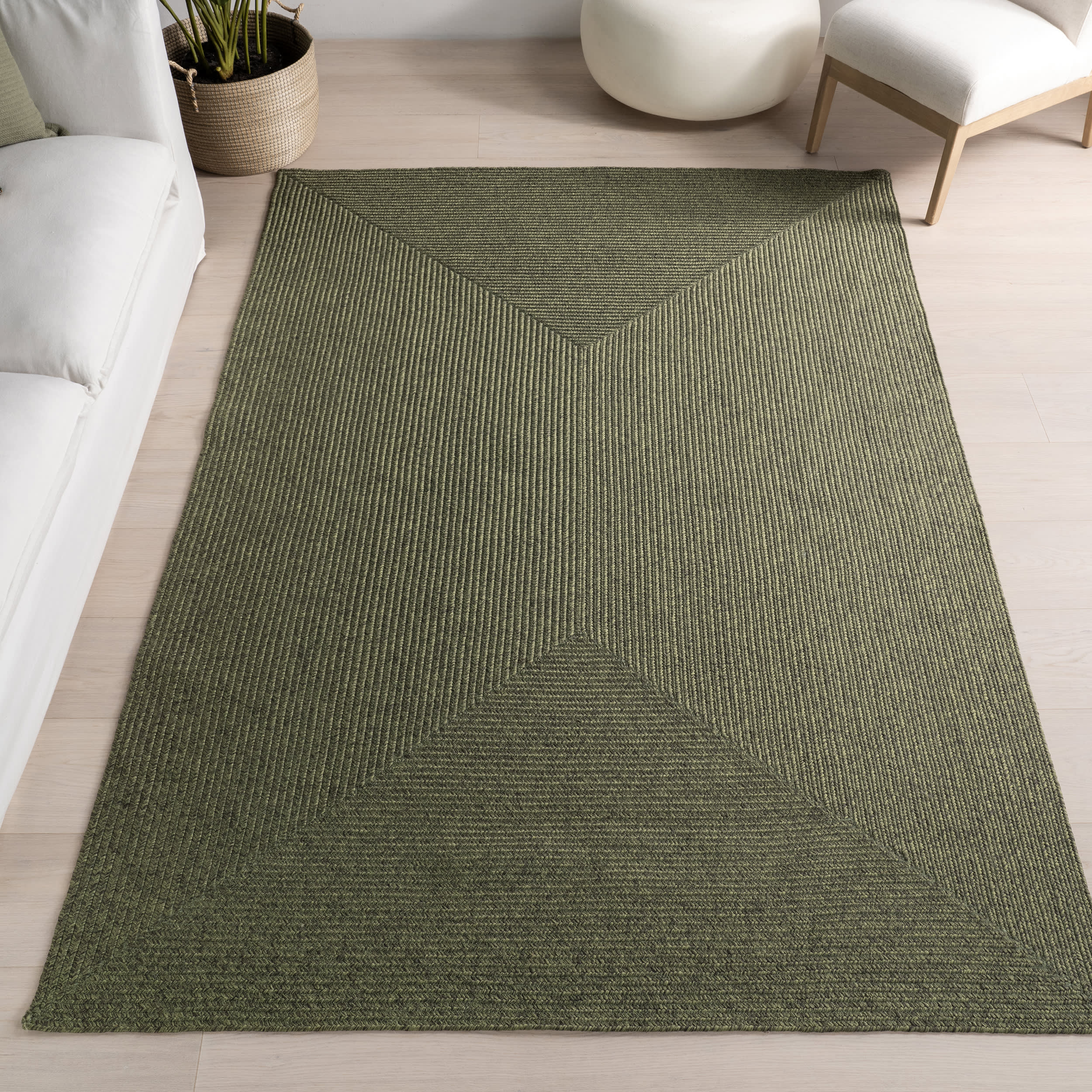 Everywhere Hand-Braided Indoor/Outdoor Rug | Green - Image 9