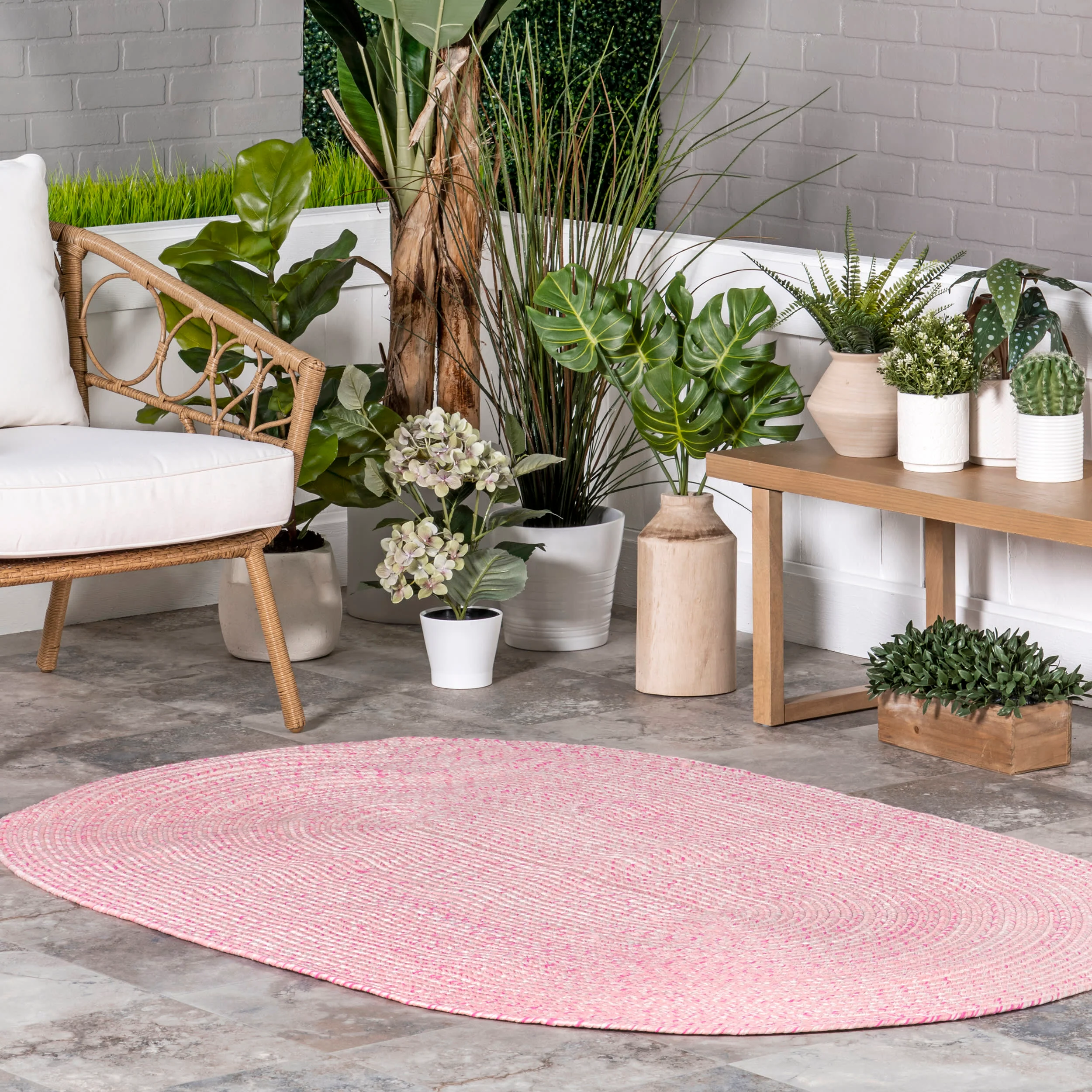 Everywhere Hand-Braided Indoor/Outdoor Rug | Pink - Image 2