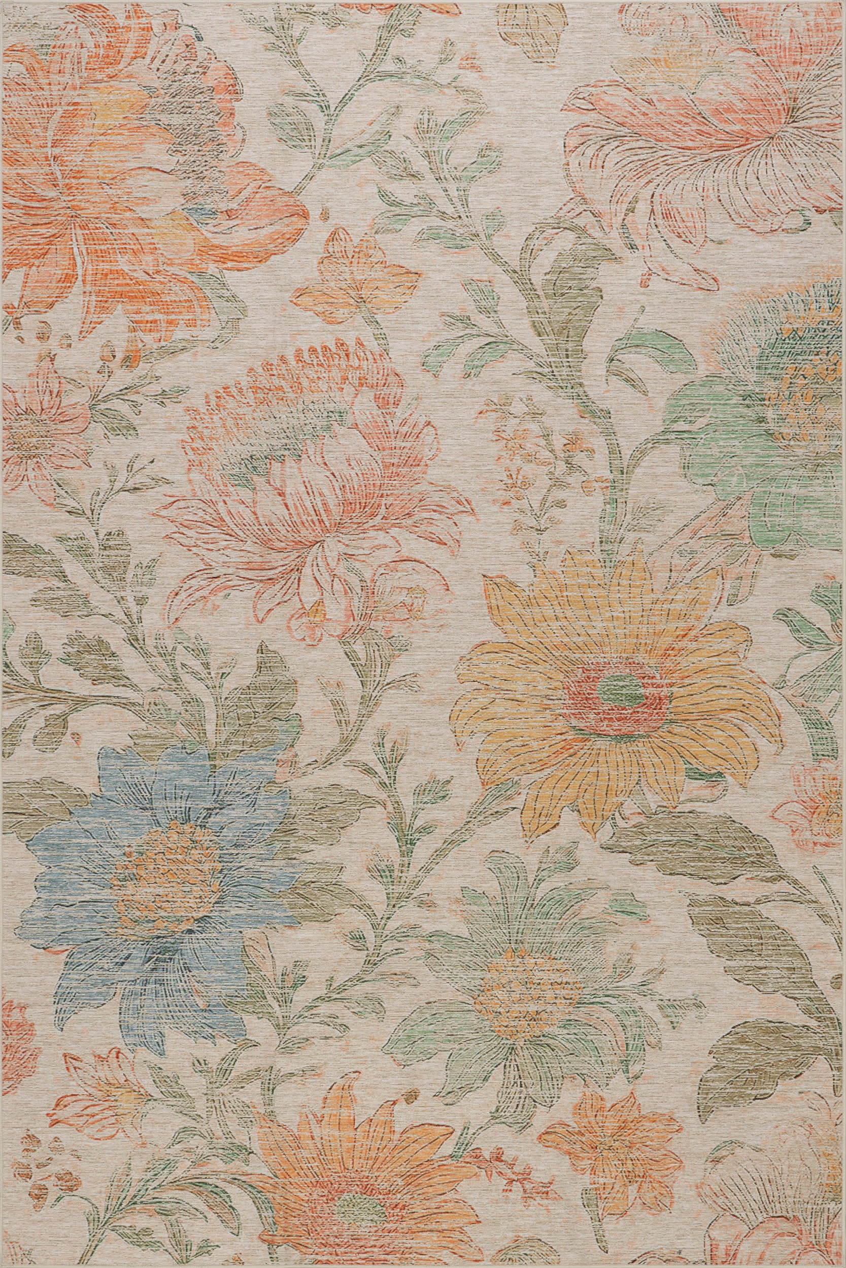 Exploded Floral Machine Washable Rug | Multi