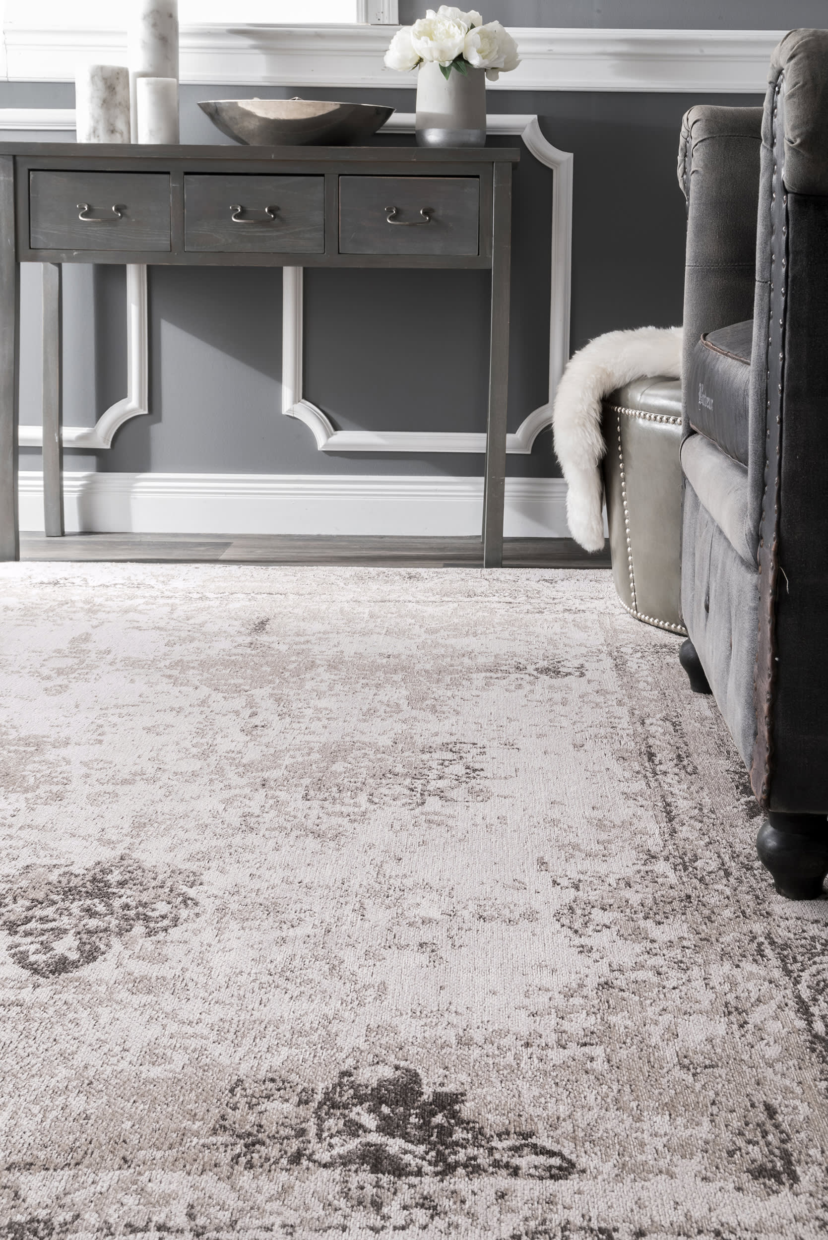 Faded Abstract Rug | Grey - Image 4