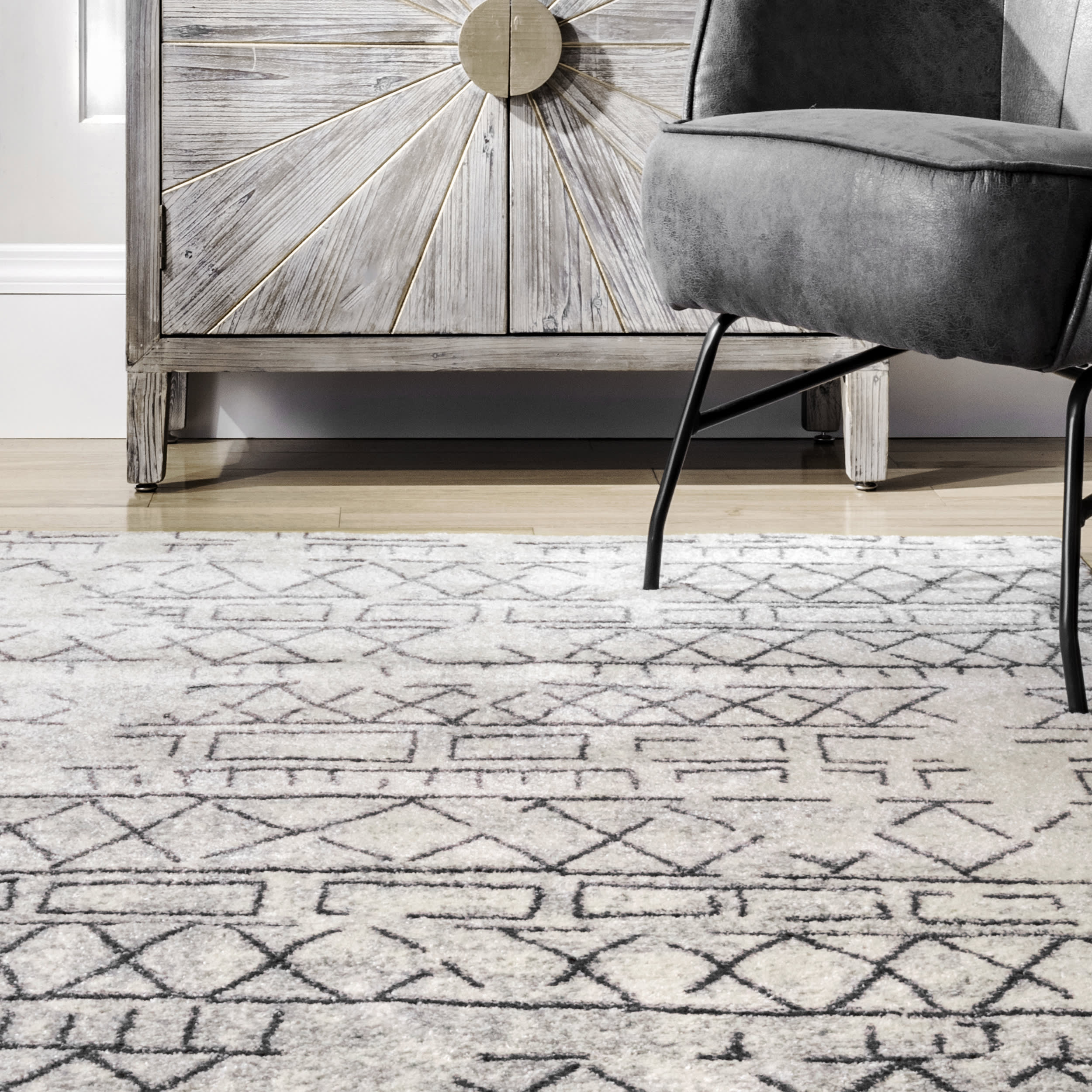 Faded Banded Tribal Rug | Beige - Image 4