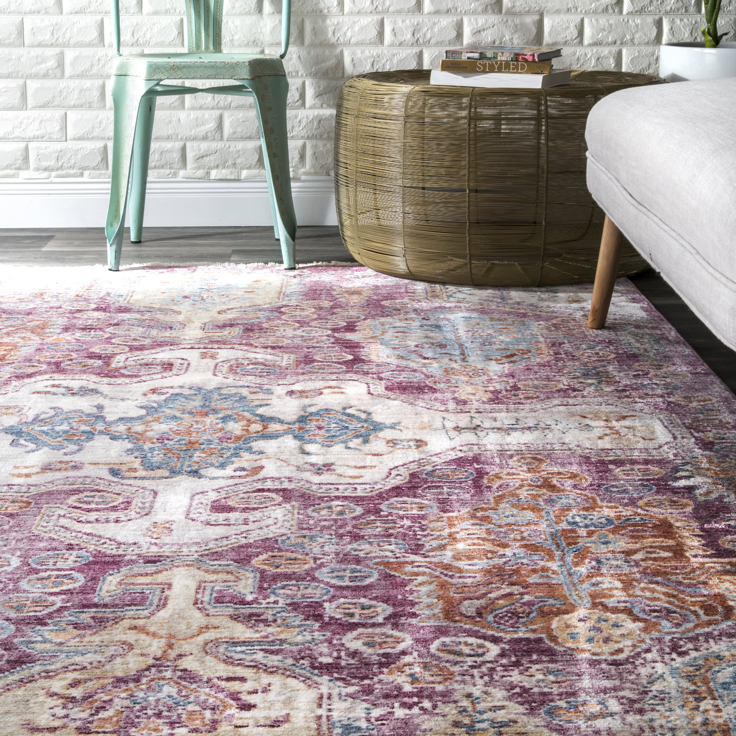 Faded Gabbeh Fringe Rug | Pink - Image 4