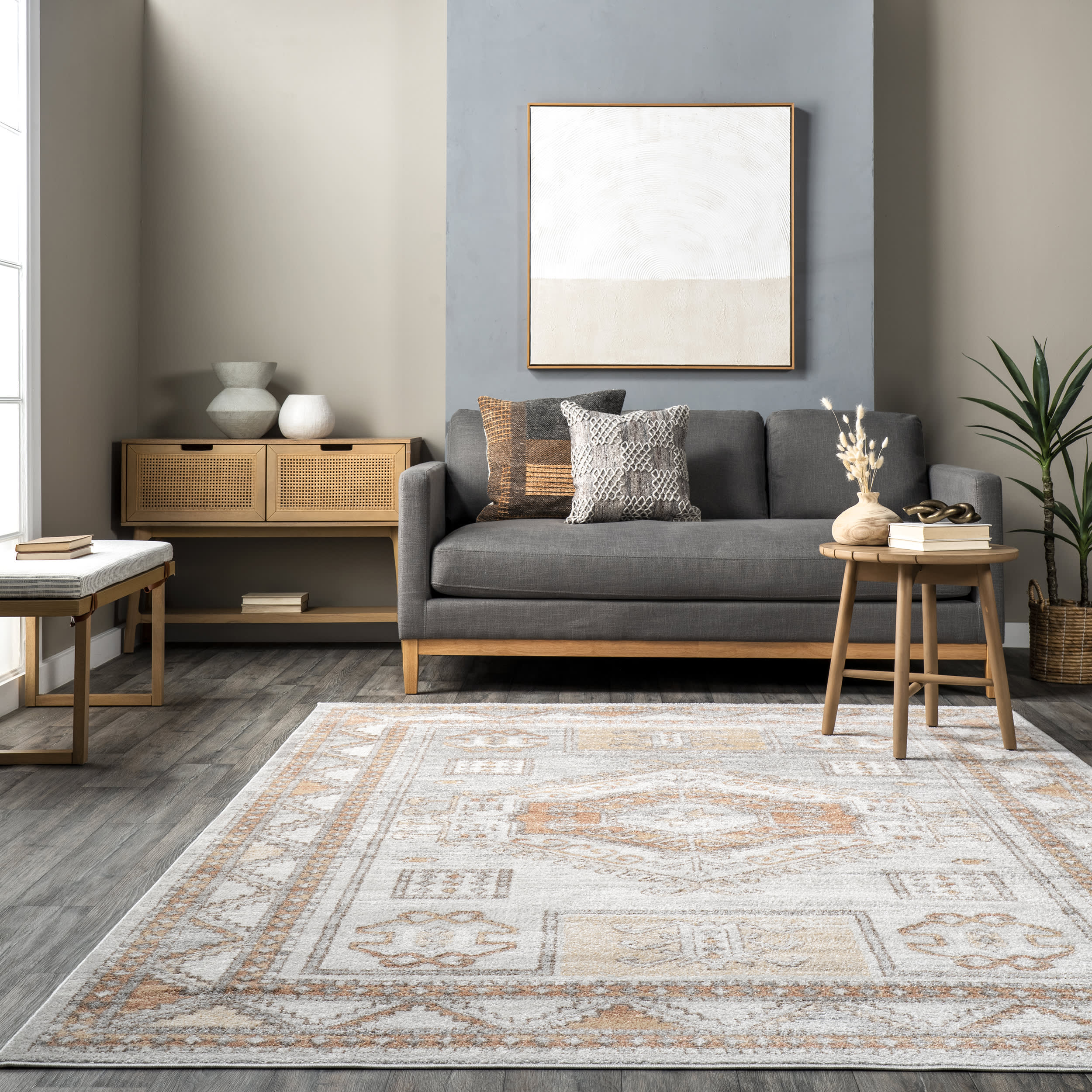 Faded Geometric Rug | Orange - Image 4