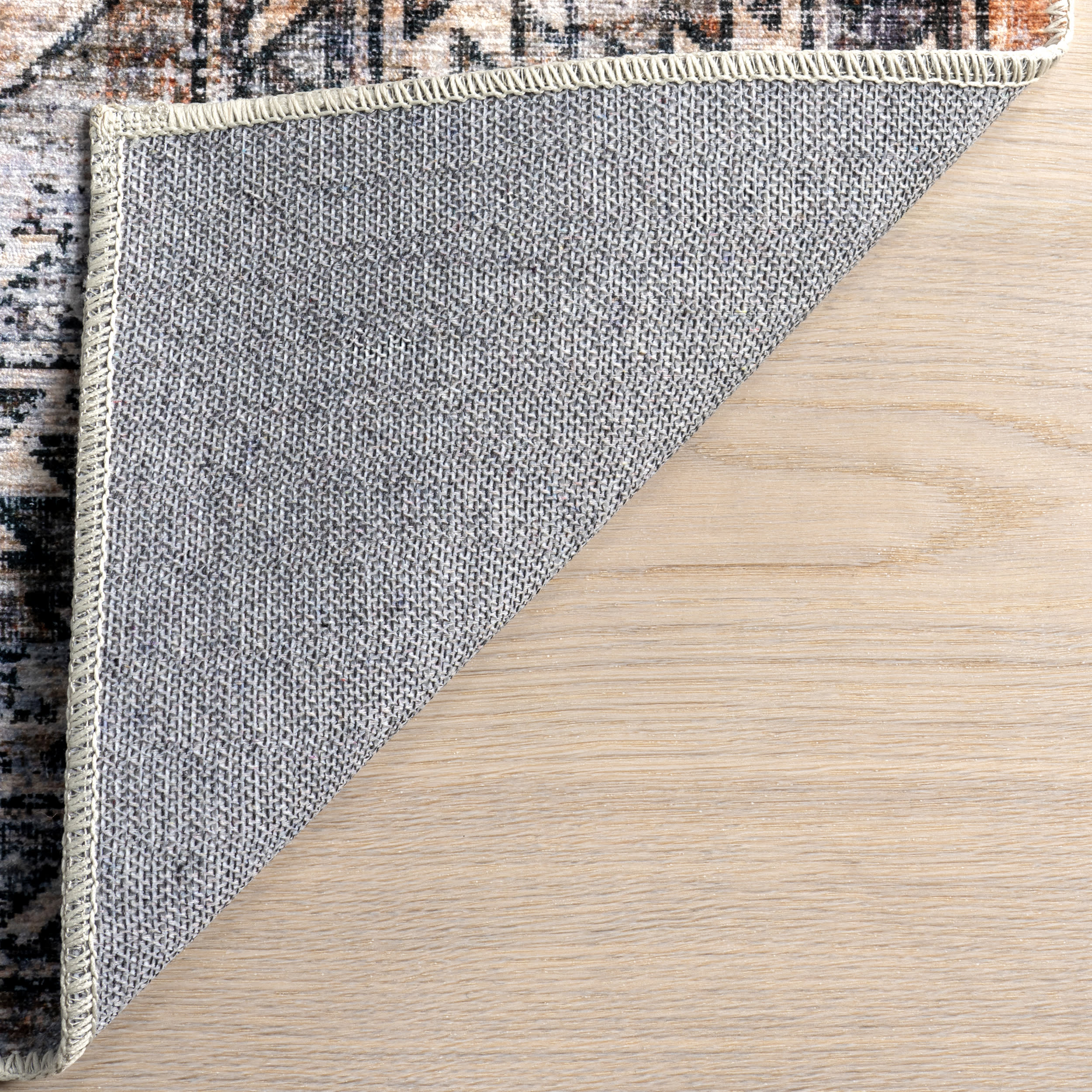 Faded Geometric Spill Proof Washable Rug | Rust - Image 6