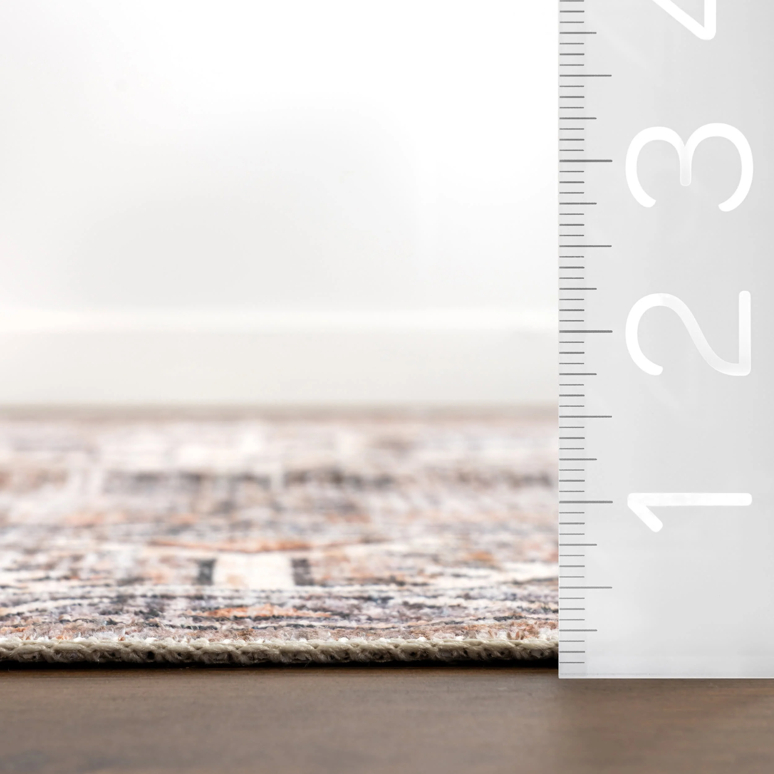 Faded Geometric Washable Rug | Rust - Image 6