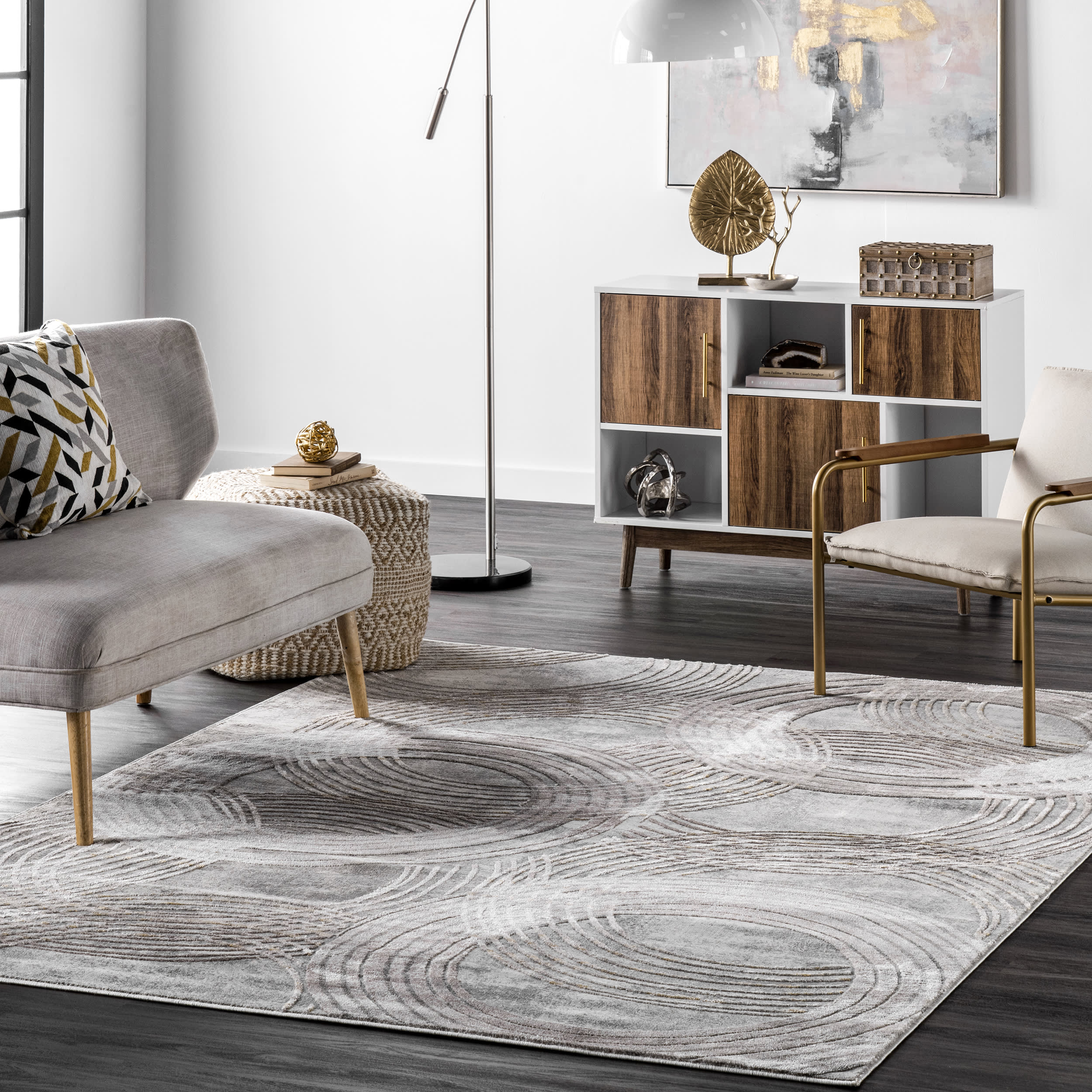 Faded Ripples Rug | Grey - Image 2