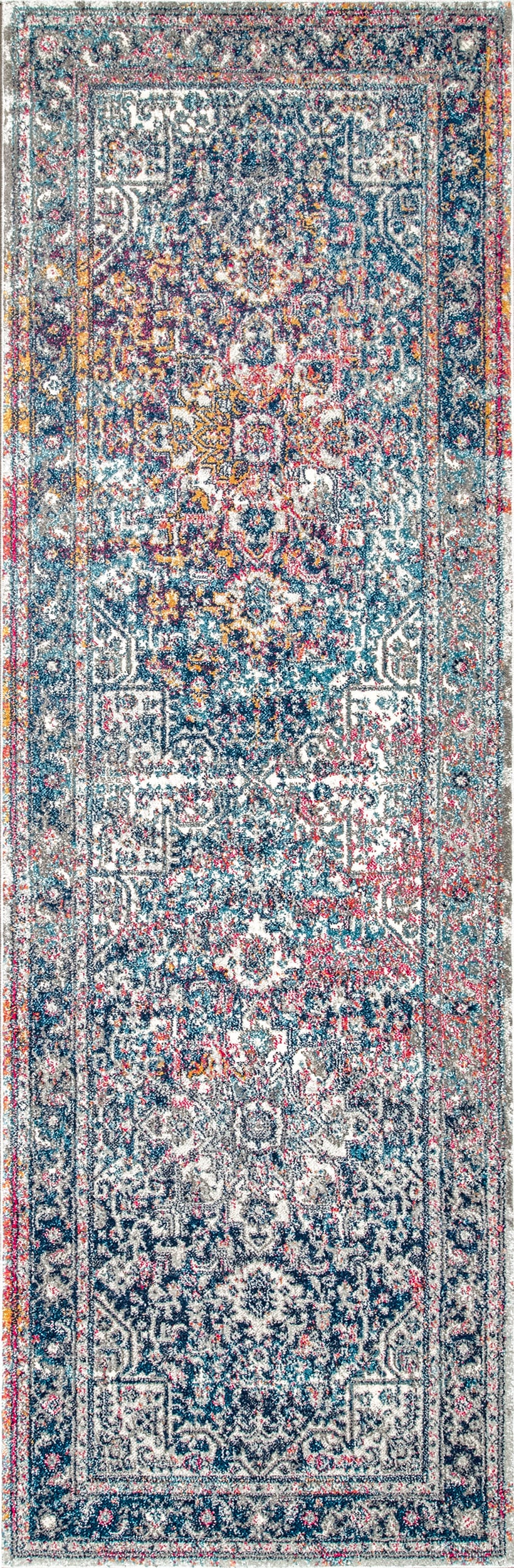 Faded Star Petal Emblem Rug | Blue