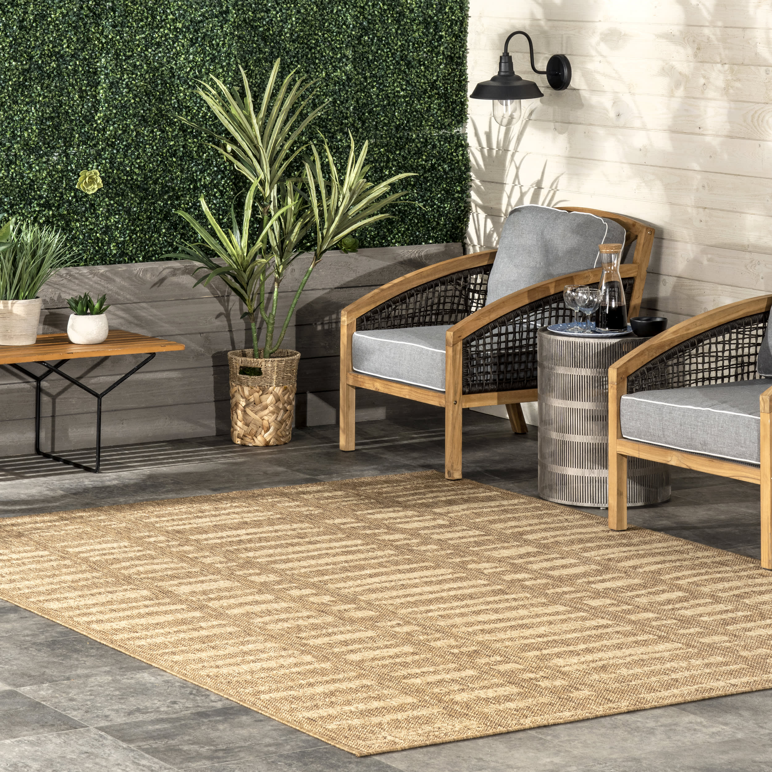 Faded Stripes Indoor/Outdoor Rug | Brown - Image 2
