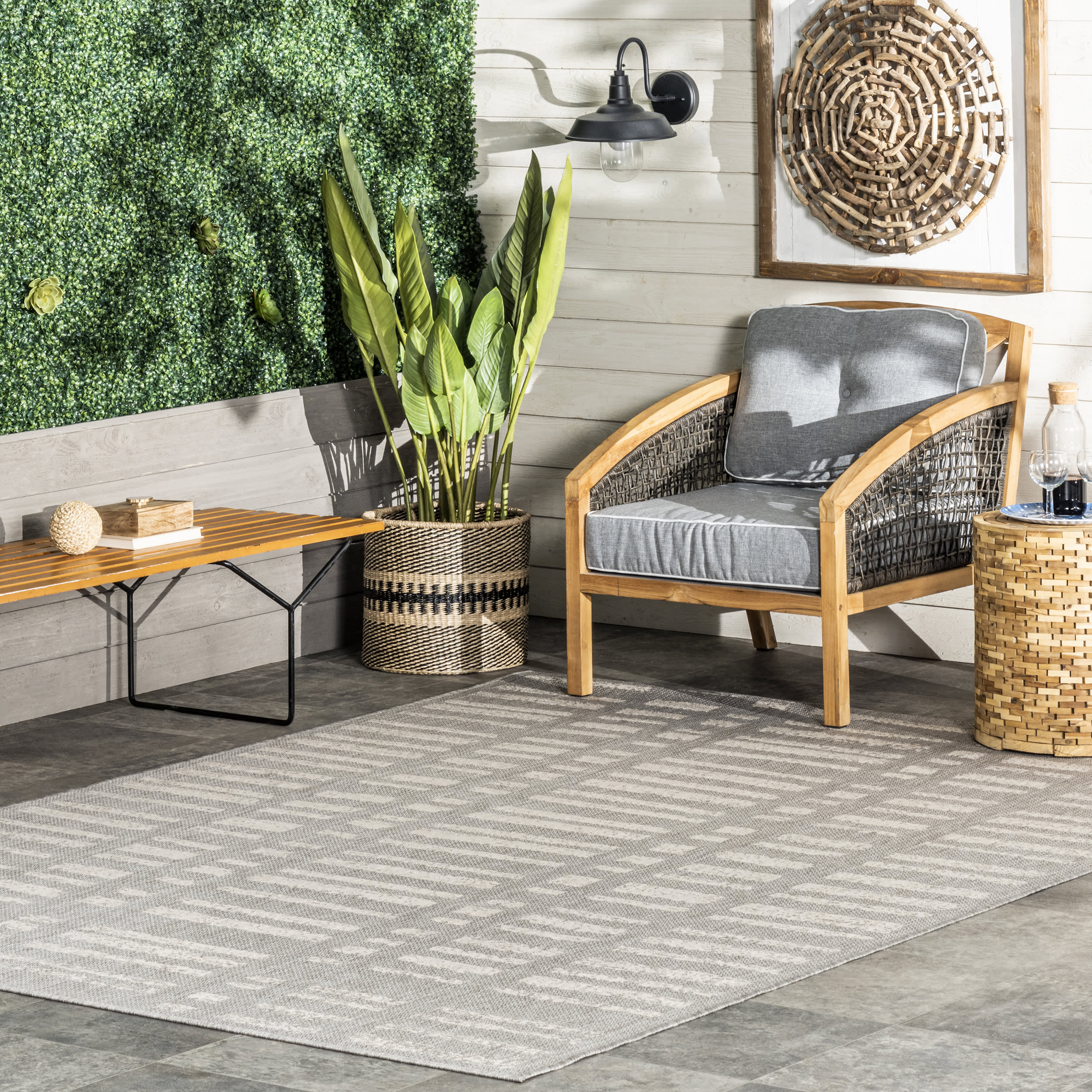 Faded Stripes Indoor/Outdoor Rug | Grey - Image 2