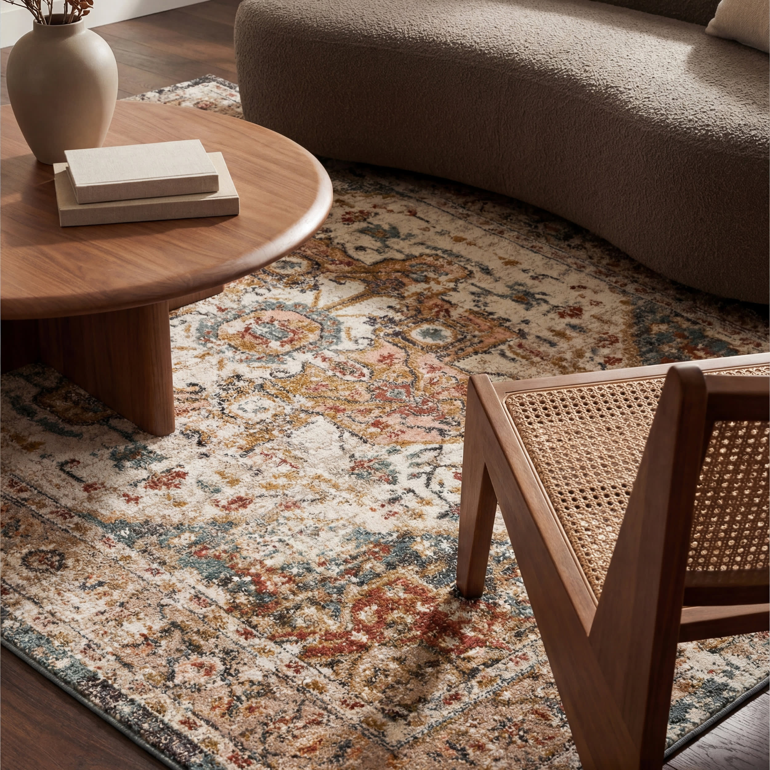 Fading Herati Medallion Rug | Beige - Image 5