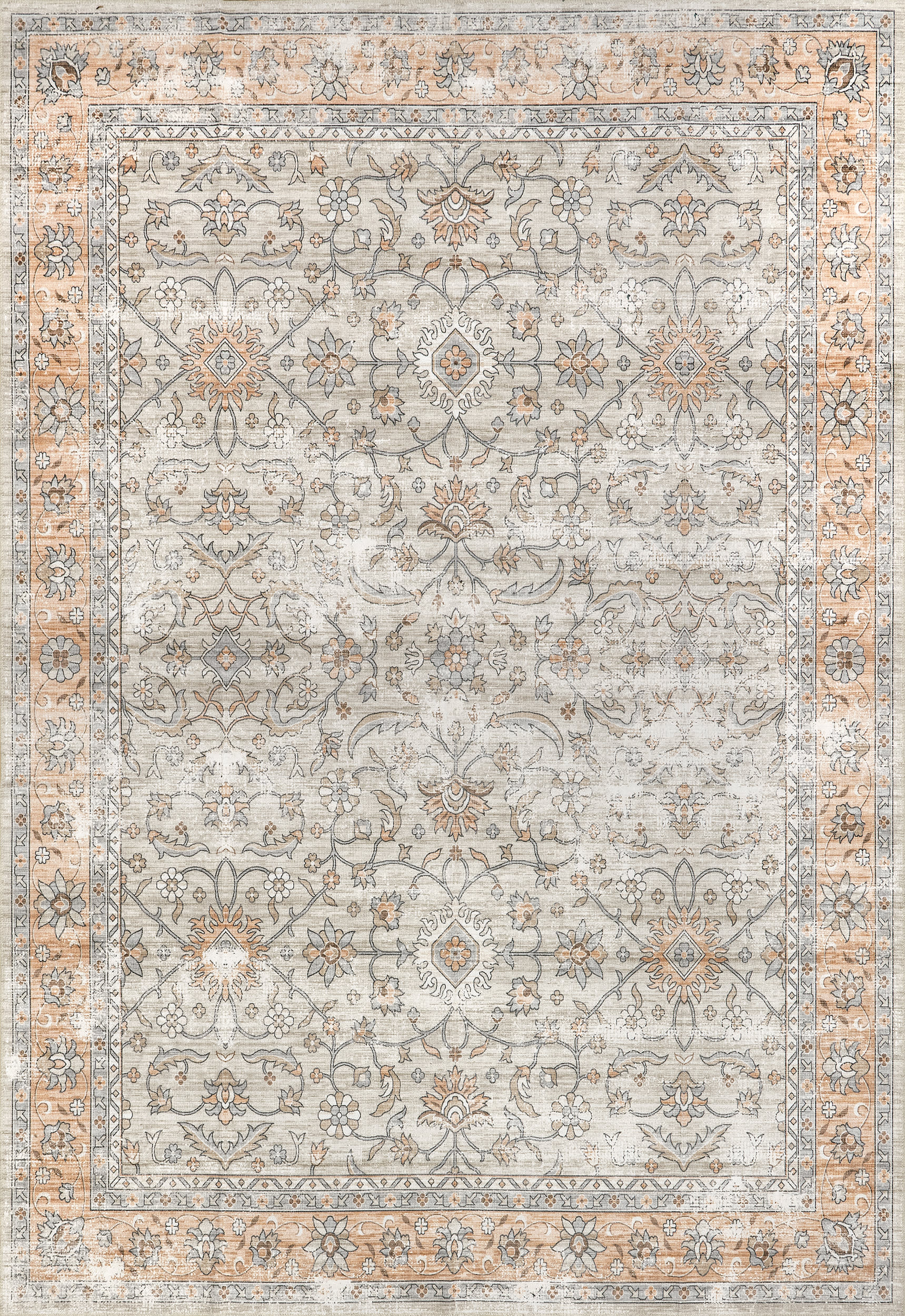 Fading Paradise Washable Rug | Light Orange