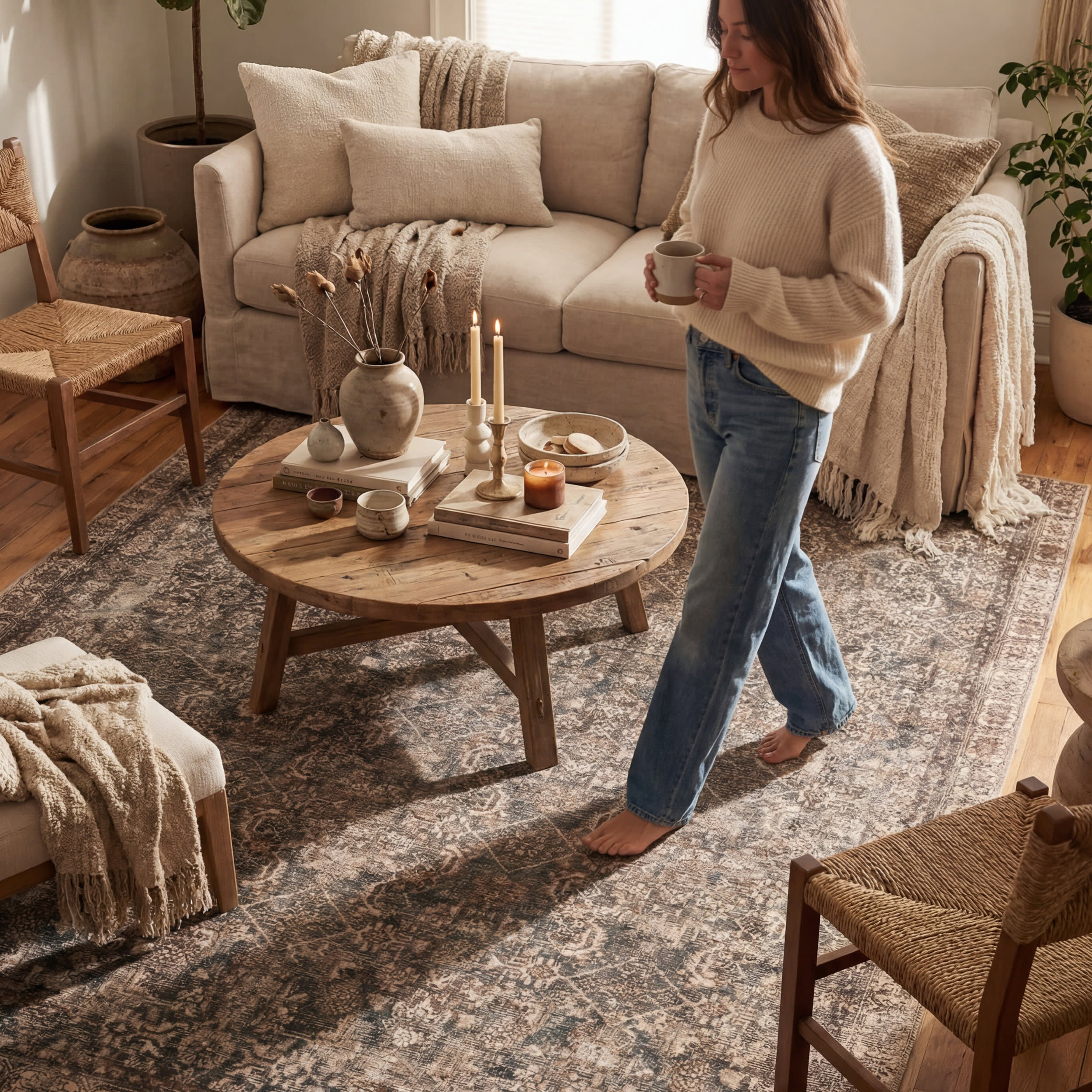 Fair Hills Antiqued Jute-Blend Rug | Brown - Image 9
