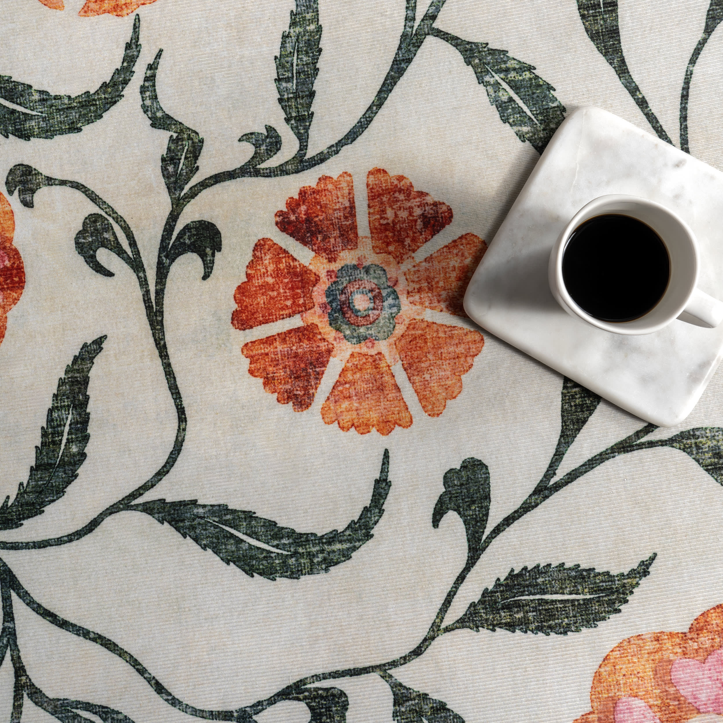 Fairway Floral Washable Rug | Ivory - Image 8