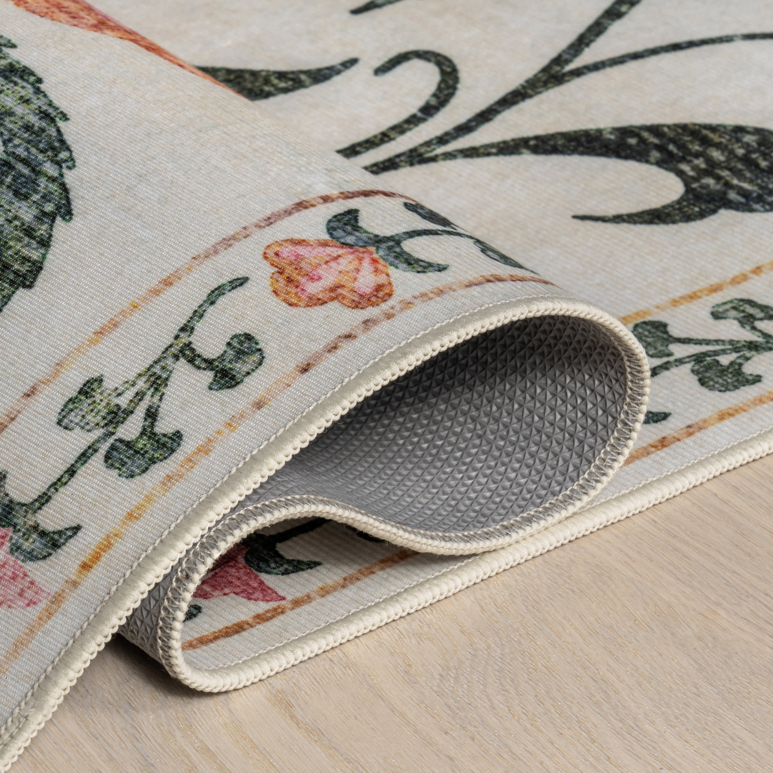 Fairway Floral Washable Rug | Ivory - Image 9