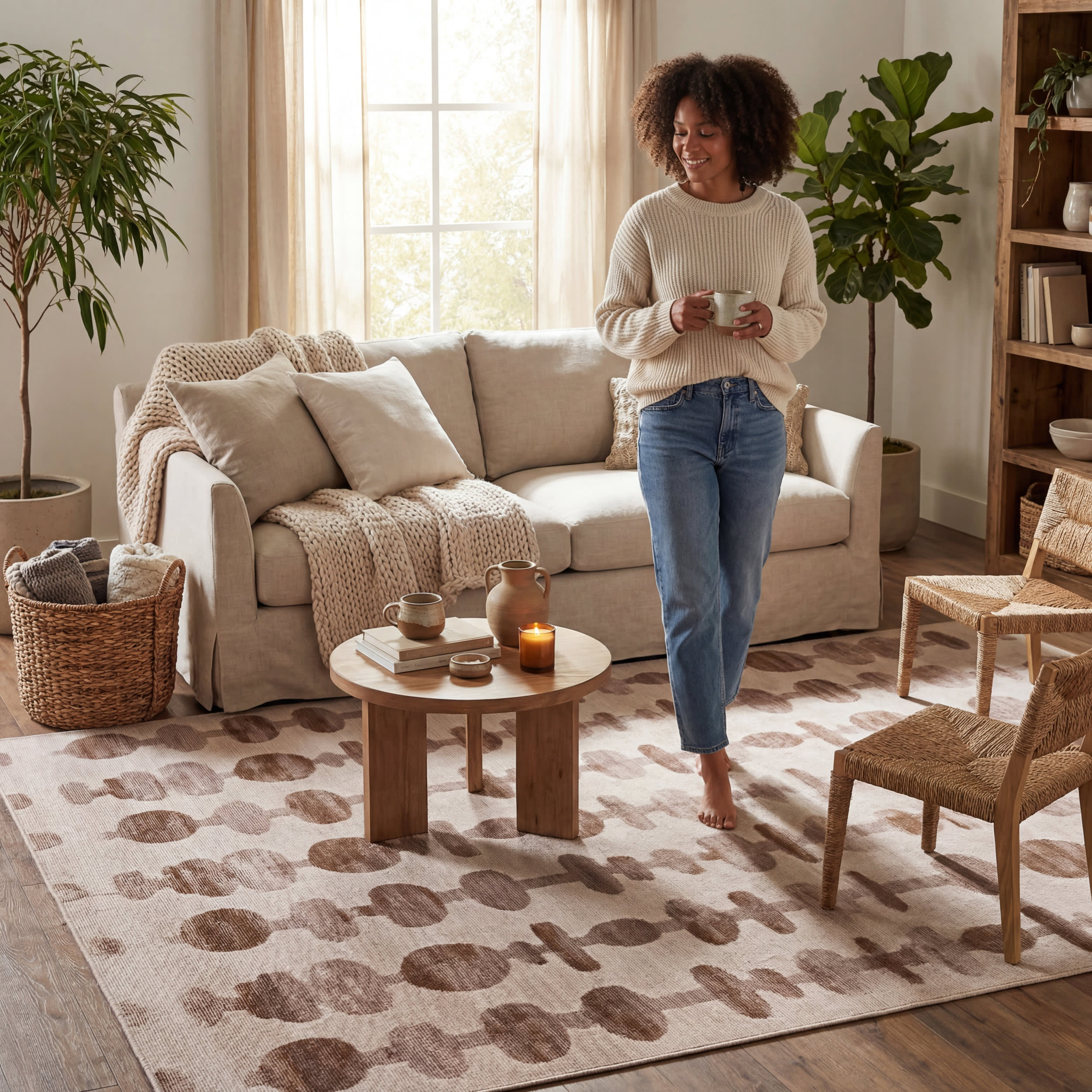 Fanice Bohemian Washable Rug | Brown - Image 9