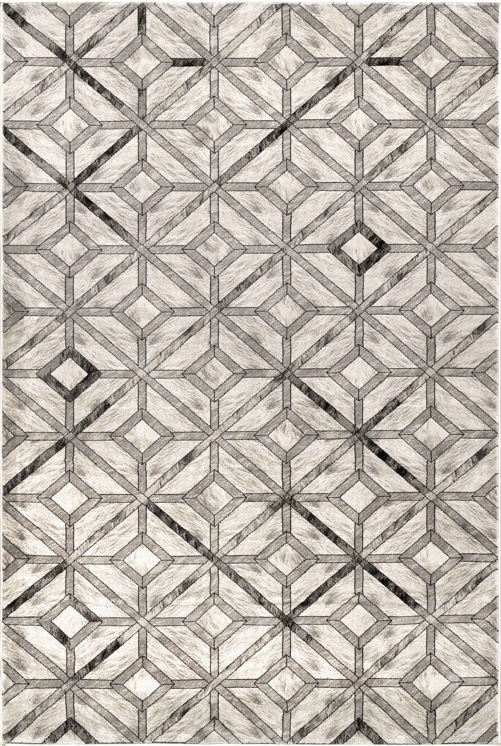 Faux Cowhide Diamond Tiles Rug | Beige