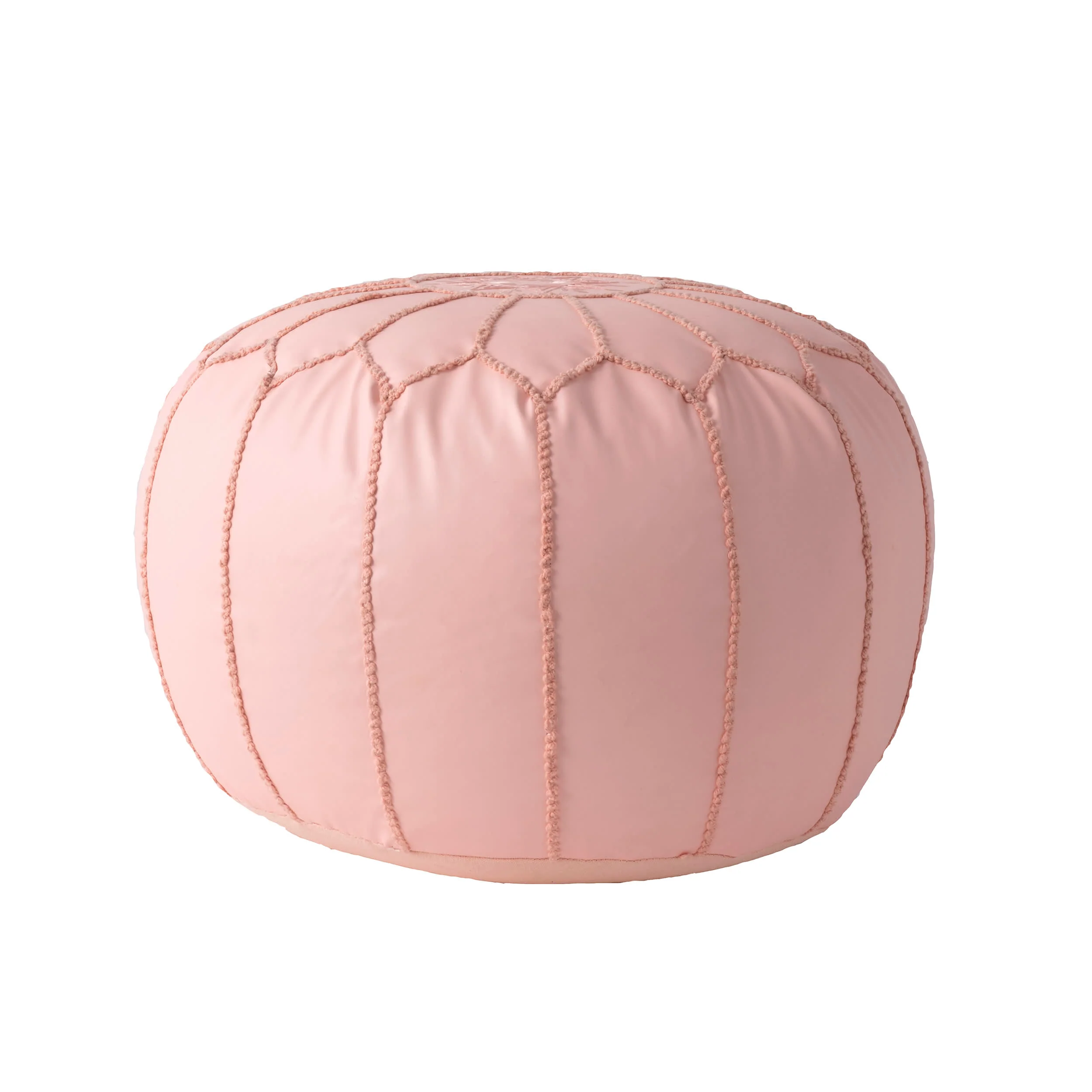 Faux Leather Pouf | Baby Pink