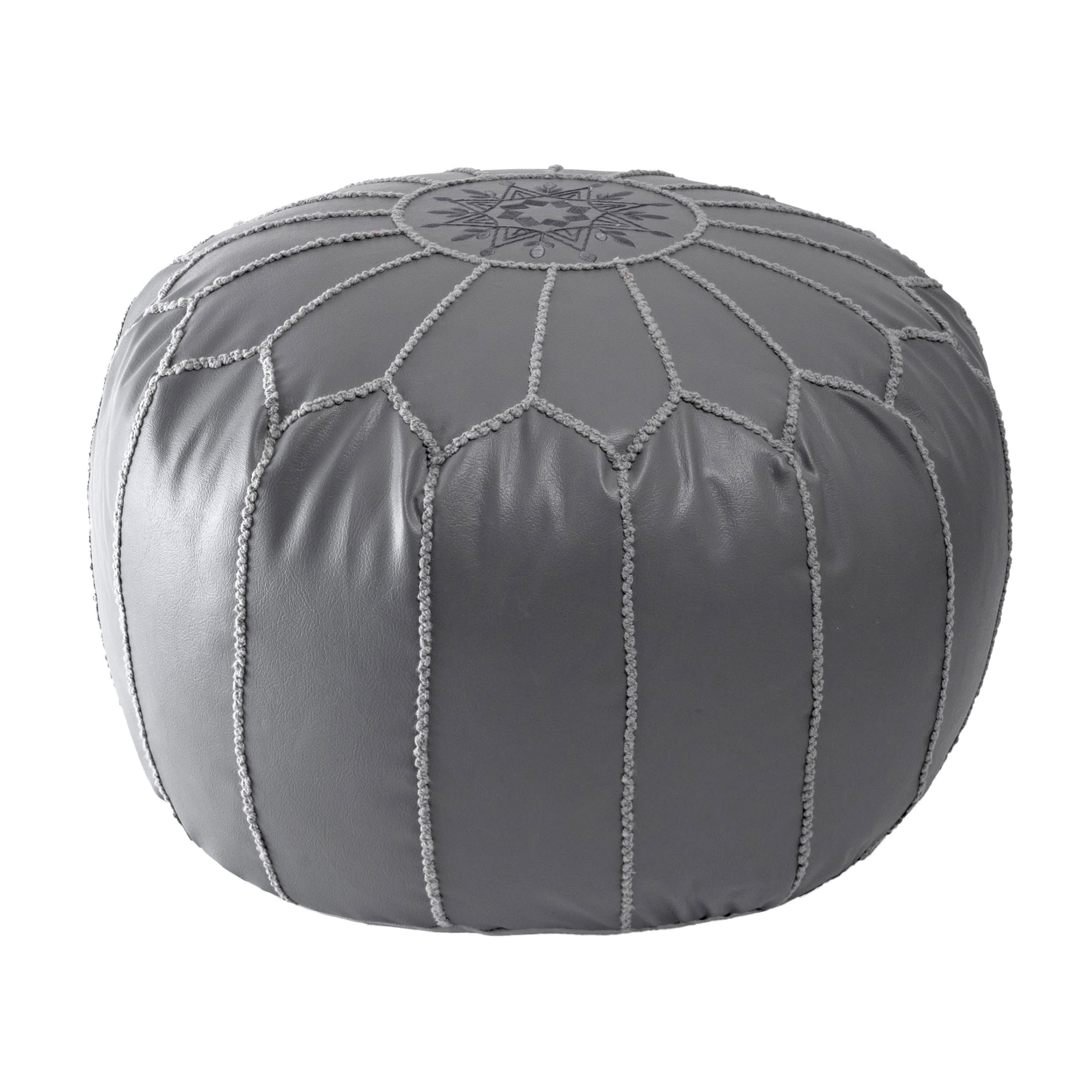 Faux Leather Pouf | Grey - Image 2