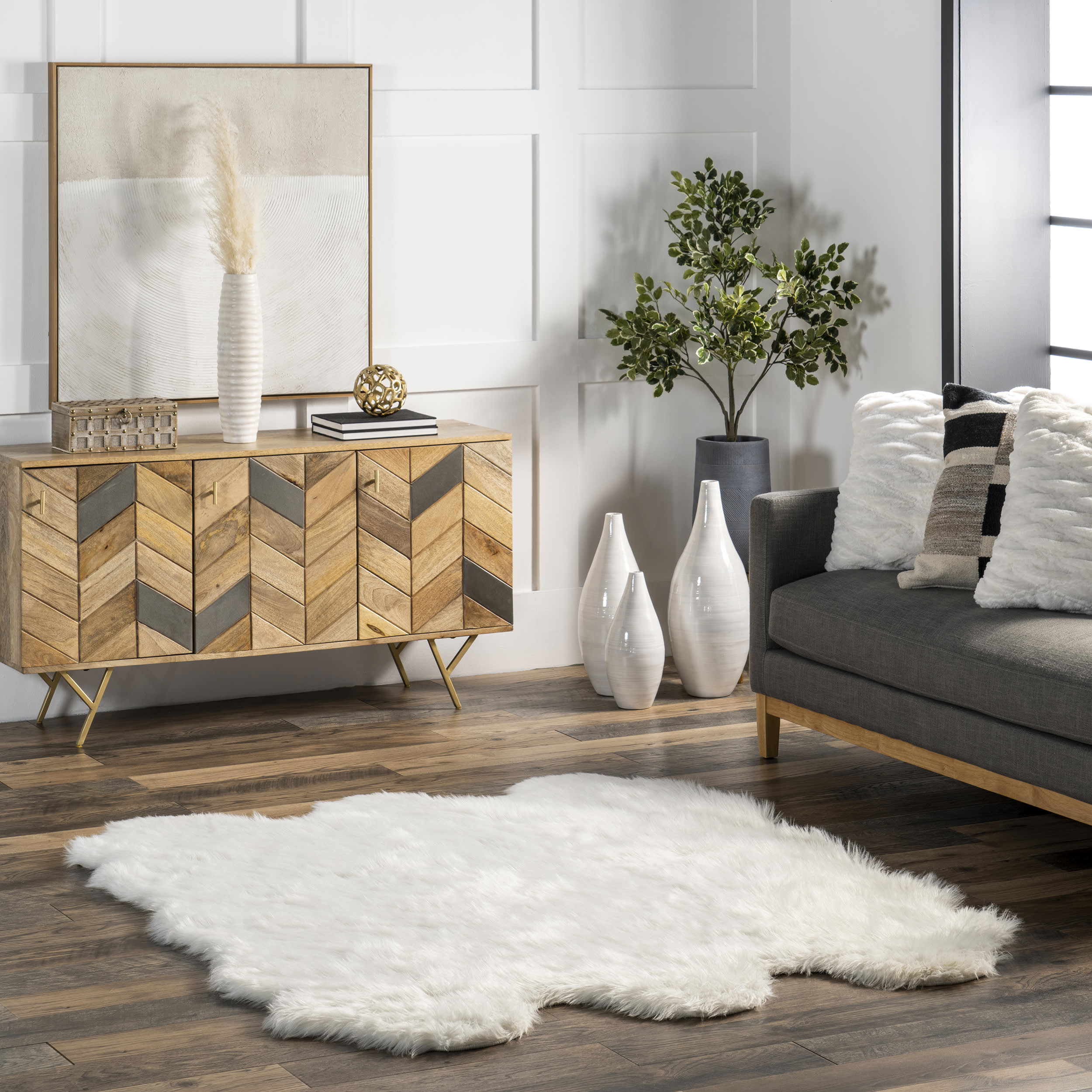 Faux Sheepskin Shag Rug | White - Image 2