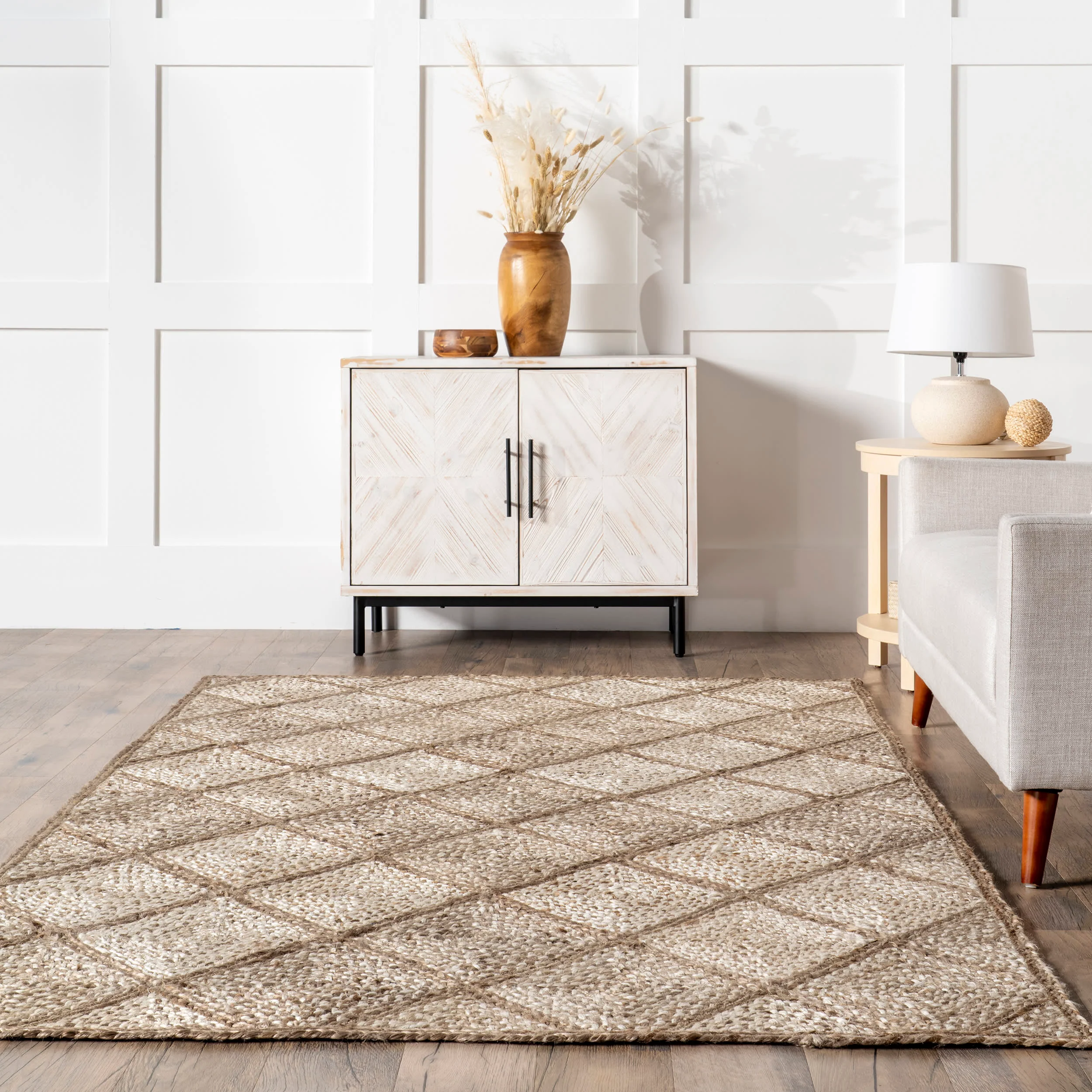 Fay Jute Trellis Rug | Natural - Image 4