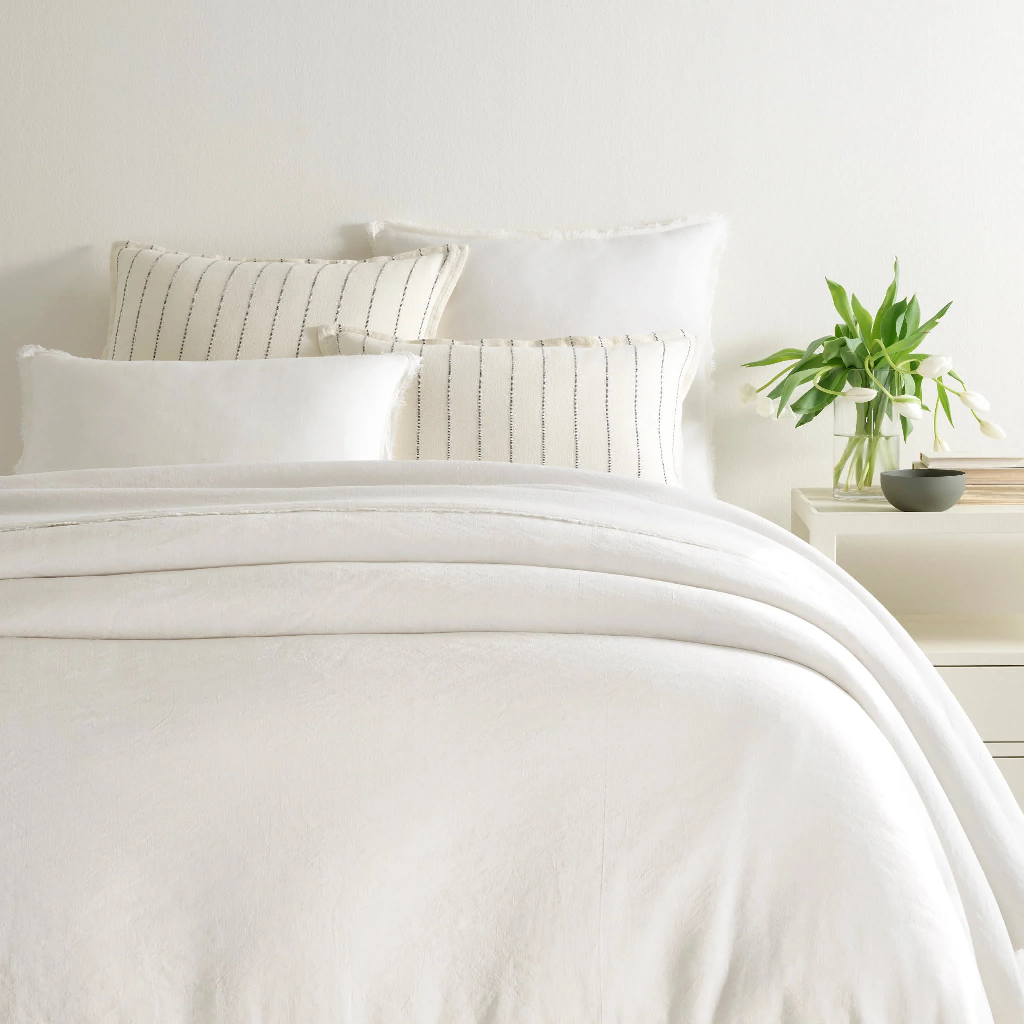 Faye Linen Duvet Cover | Dove White