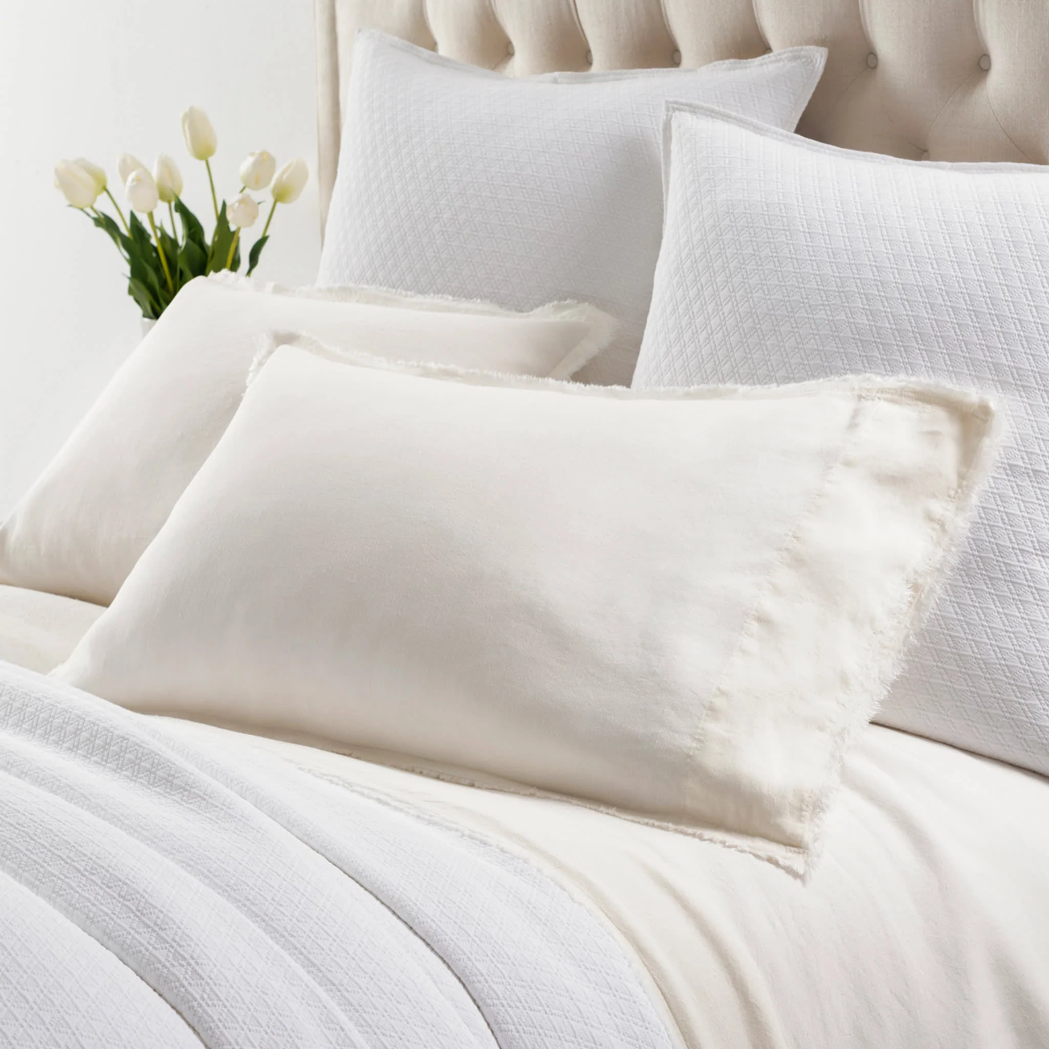 Faye Linen Sheet Set | Dove White